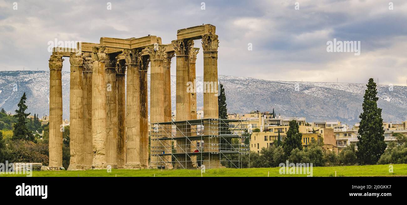 Temple Zeus olympique, Athènes Grèce Banque D'Images