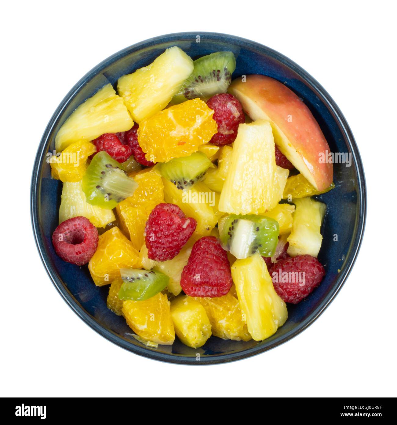 salade de fruits dans un bol sur fond blanc - prise en studio Banque D'Images