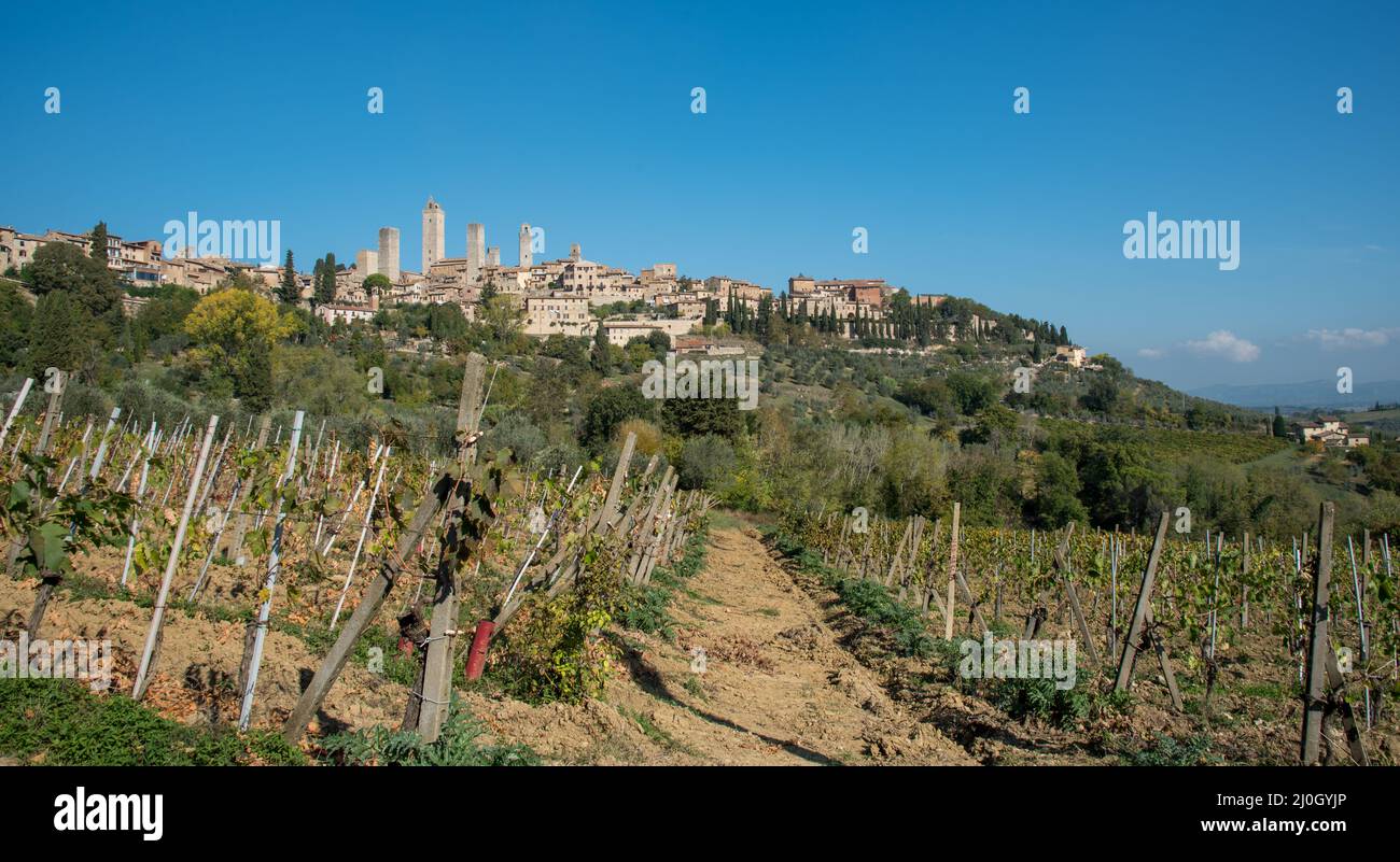 Ville historique de San Gimignano dans la province de Sienne en Toscane, Italie Banque D'Images