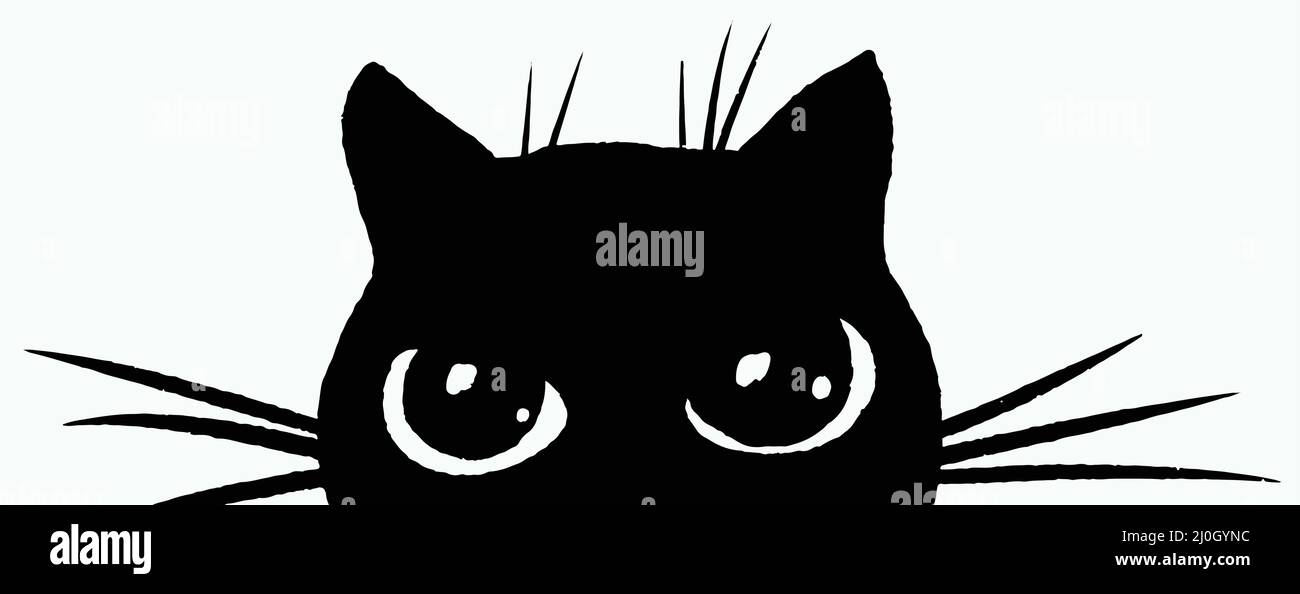 Silhouette de chat noir Illustration sur fond blanc. Vecteur de caniche dessiné à la main Illustration de Vecteur