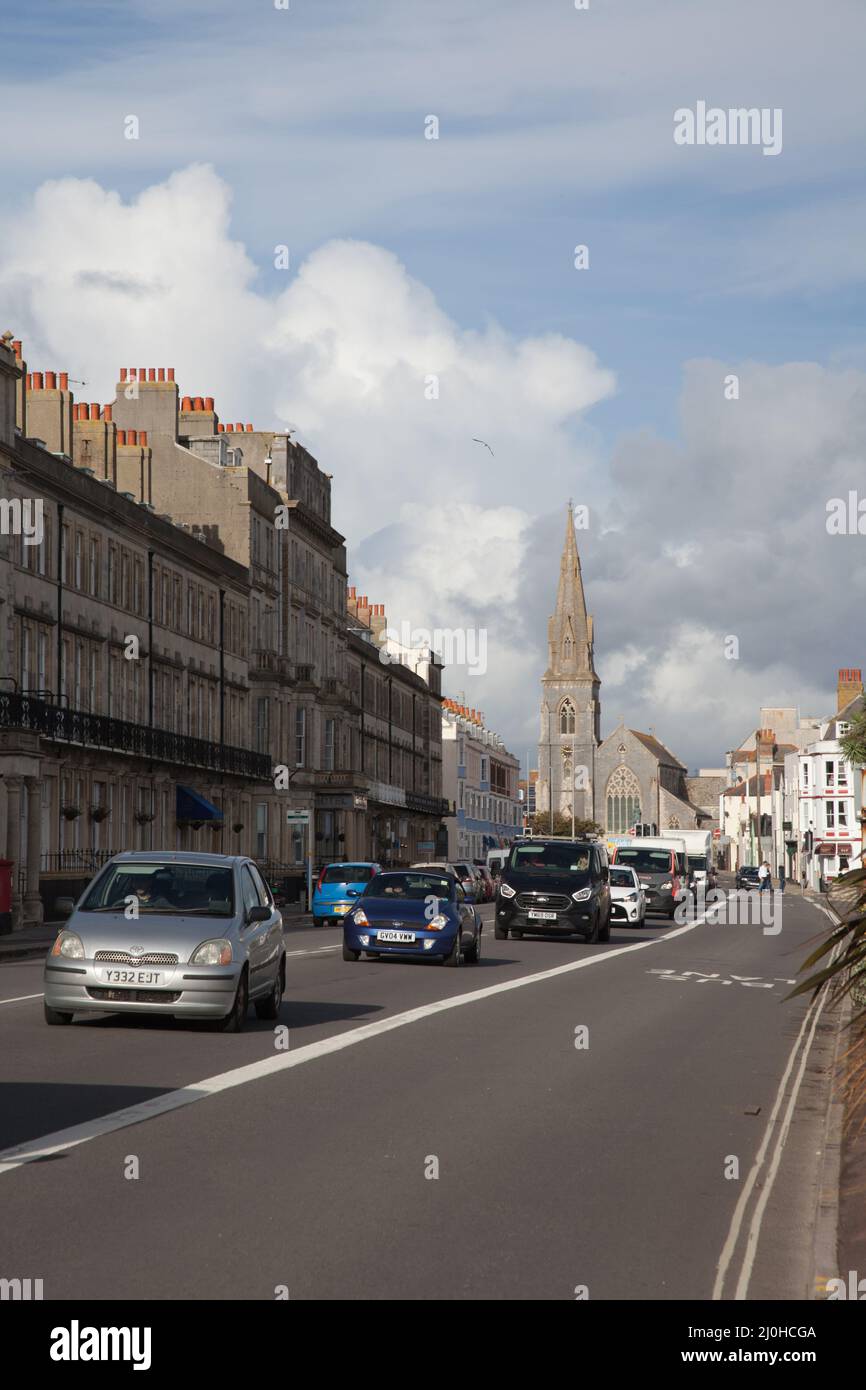 Propriétés sur le front de mer à Weymouth, Dorset au Royaume-Uni Banque D'Images