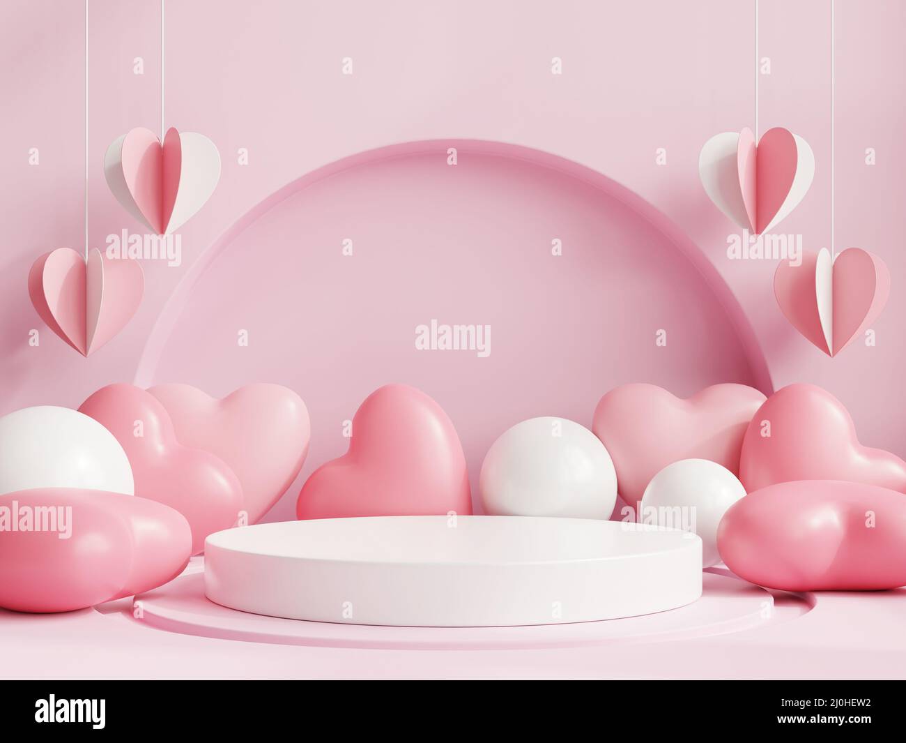 Podium de la Saint-Valentin pour la présentation du produit.3D rendu Banque D'Images