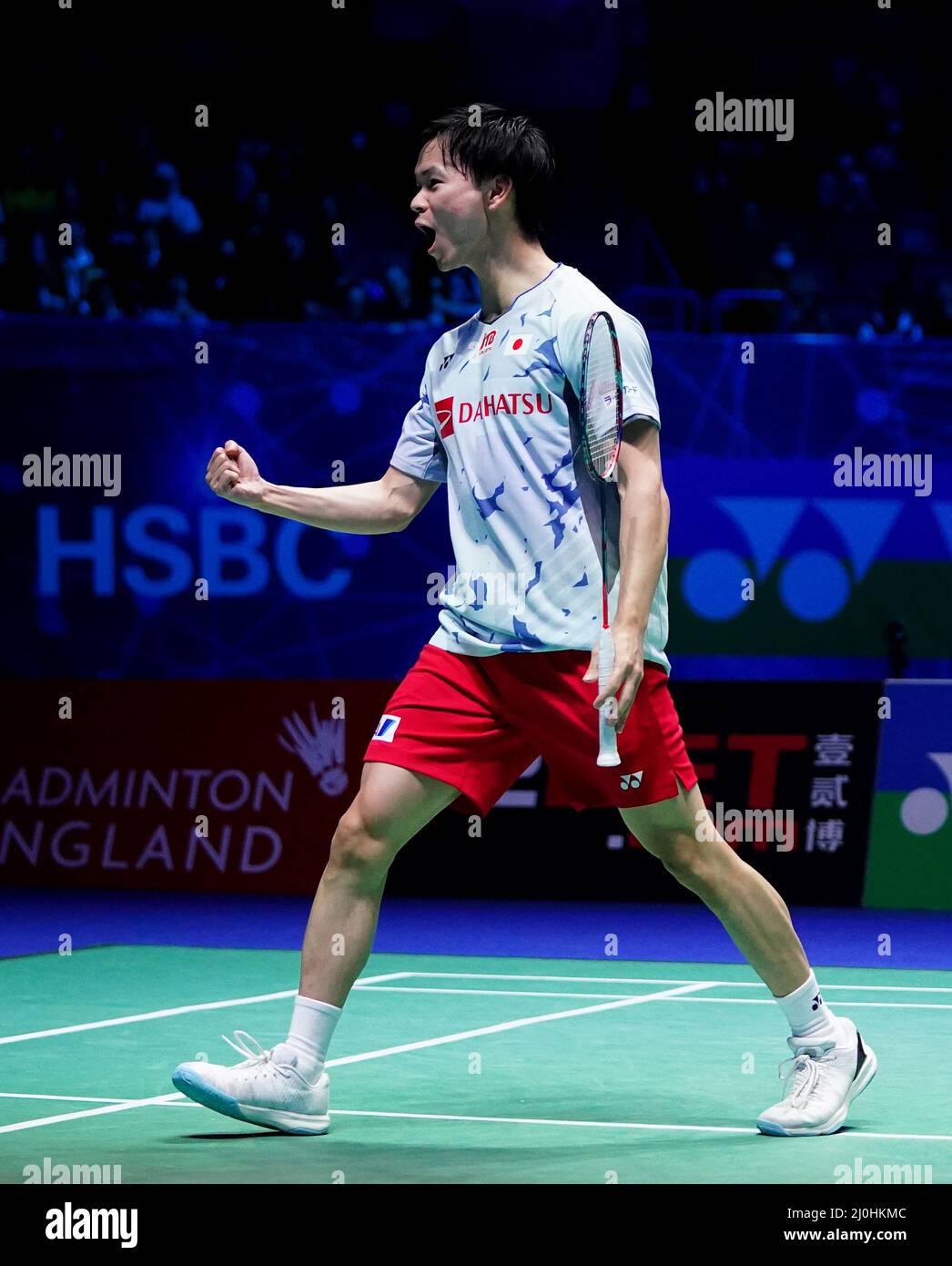 Yuta Watanabe et Arisa Higashino (non photographiés) au Japon en action contre le Dechapol Puavaranukroh et le Sapsiree Taerattanachai en Thaïlande pendant le quatrième jour des Championnats de badminton YONEX All England Open à l'Utilita Arena Birmingham. Date de la photo: Samedi 19 mars 2022. Banque D'Images