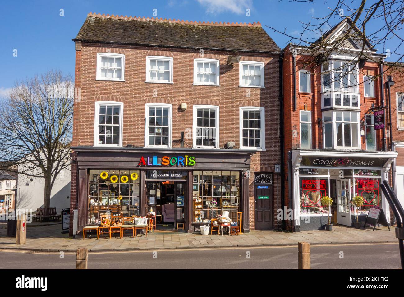 La rue haute dans la ville marchande du nord du Shropshire de Market Drayton Angleterre Banque D'Images