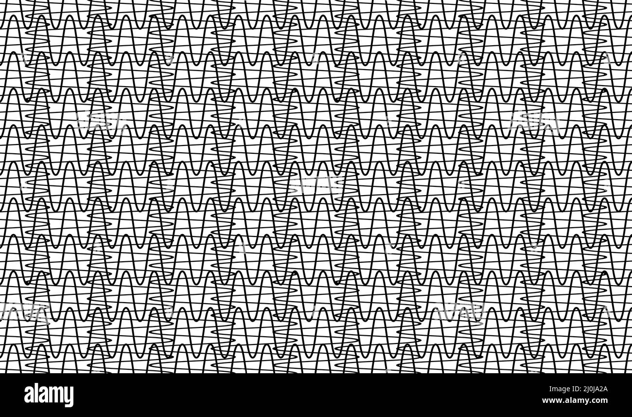 Filet rectangulaire, treillis, motif de toile, texture de lignes ondulées irrégulières, lignes croisées. Grille aléatoire, maillage - illustration vectorielle de stock, clip-art gra Illustration de Vecteur