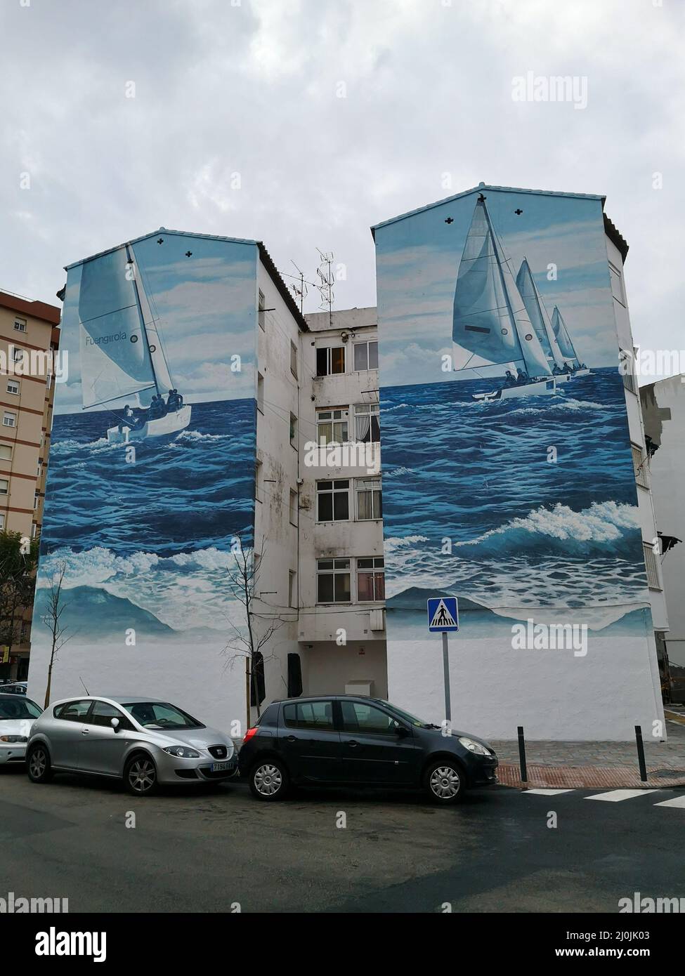 Fresque d'art de rue sur un bâtiment à Fuengirola, Malaga, Espagne. Banque D'Images