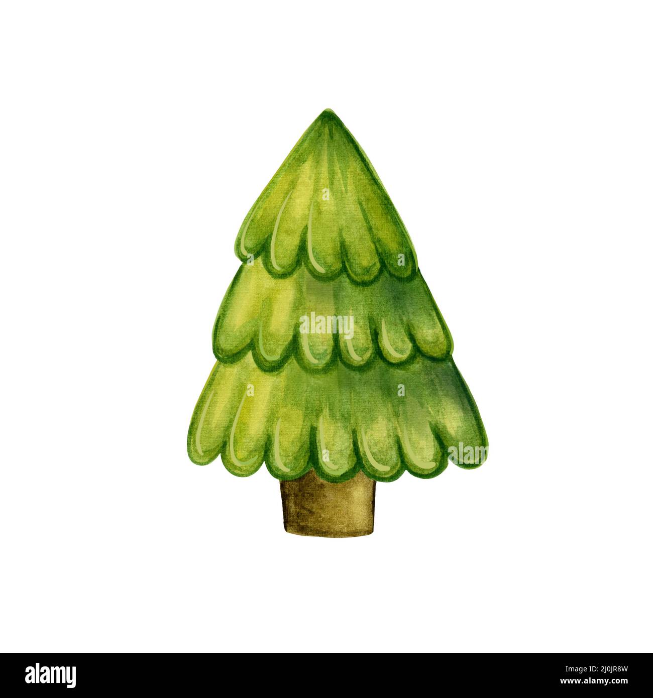 Arbre de Noël. Illustration aquarelle dessinée à la main Banque D'Images