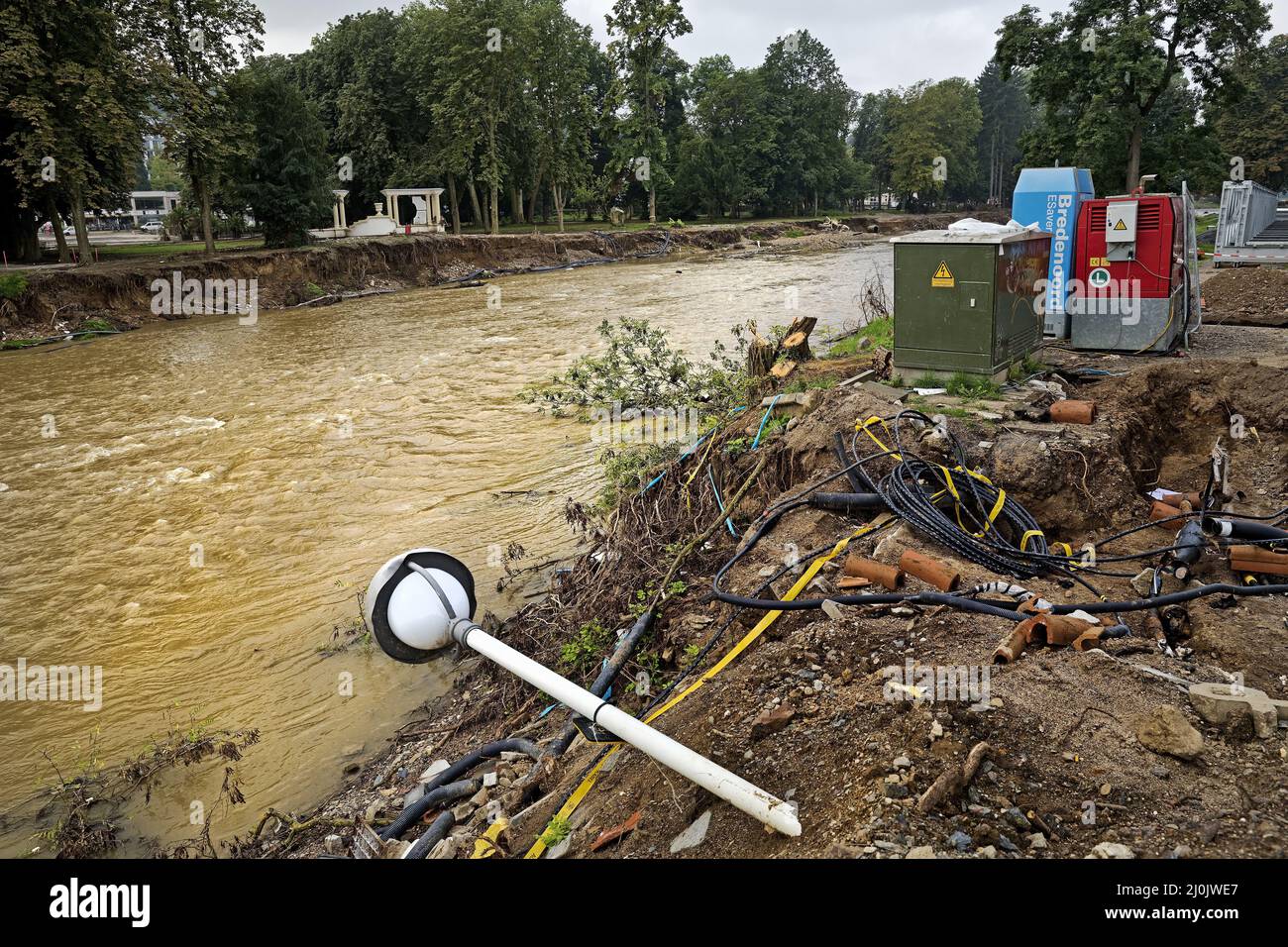 Catastrophe d'inondation 2021, infrastructure détruite sur la rivière Ahr, Bad Neuenahr, Allemagne, Europe Banque D'Images