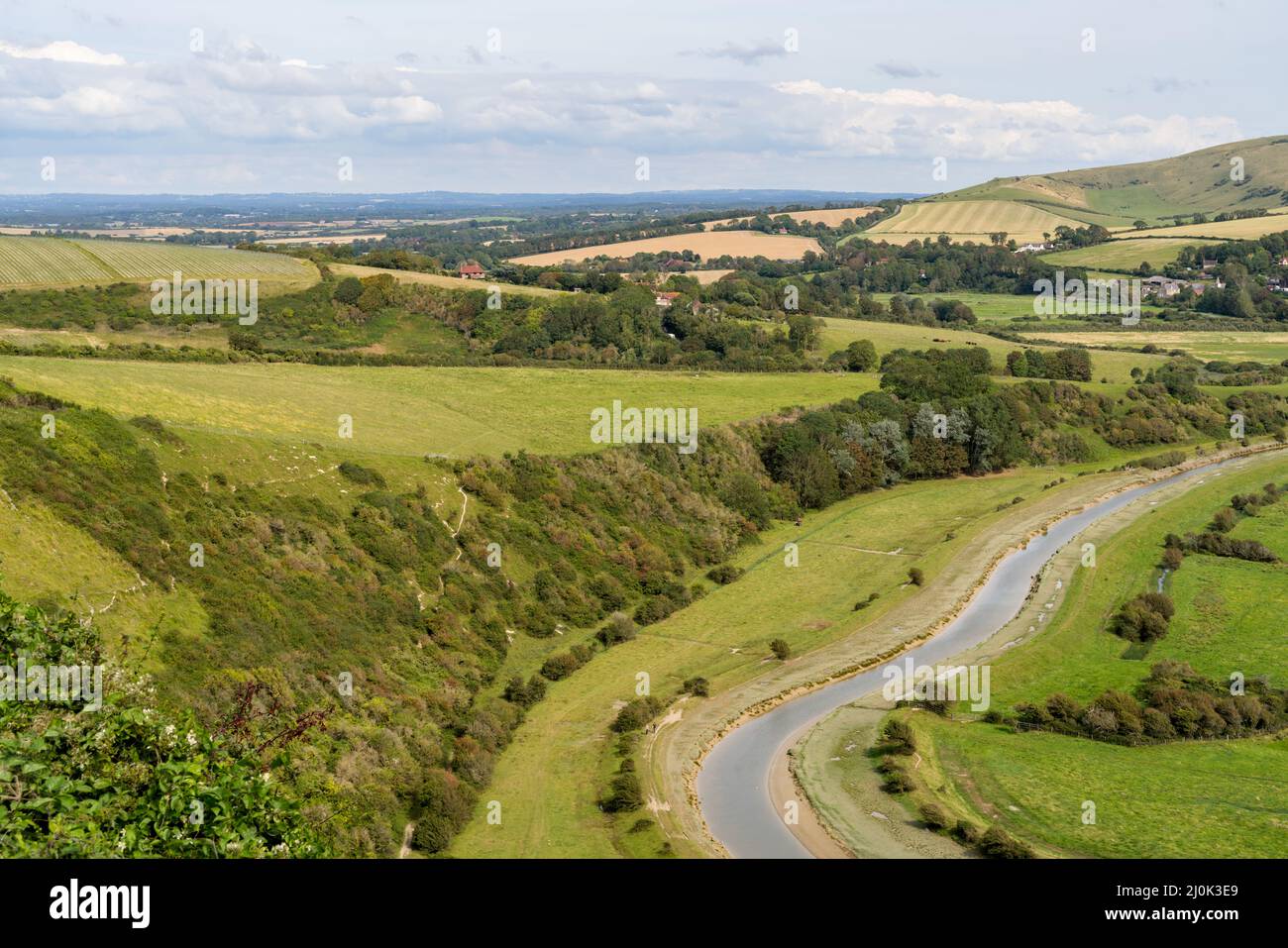 Vue sur la vallée de la rivière Cuckmere depuis High et sur le point de vue de Sussex Banque D'Images