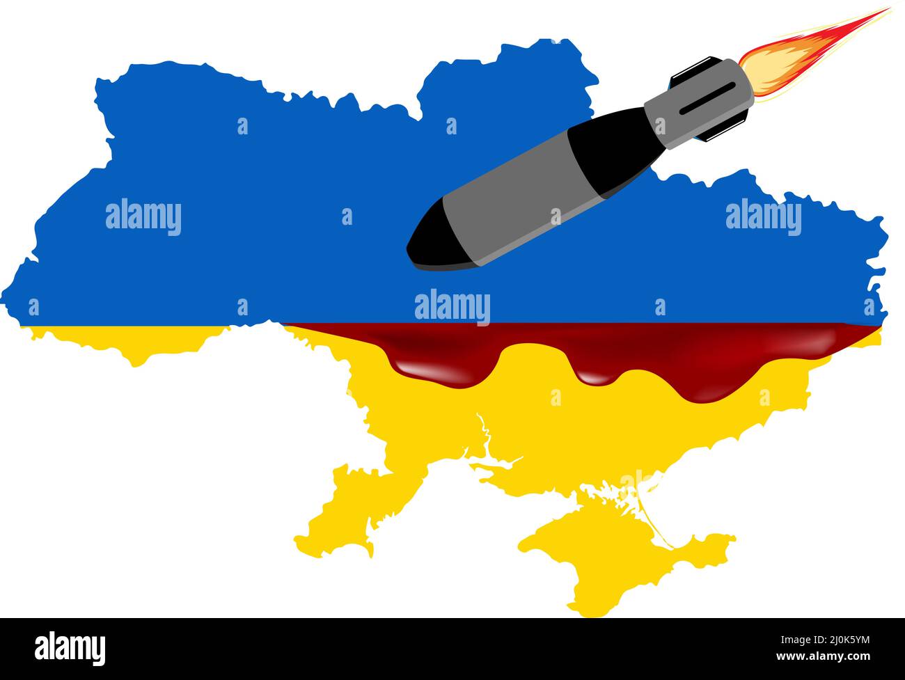 Des missiles russes frappent des villes ukrainiennes. Arrêter l'invasion russe, arrêter la guerre Illustration de Vecteur