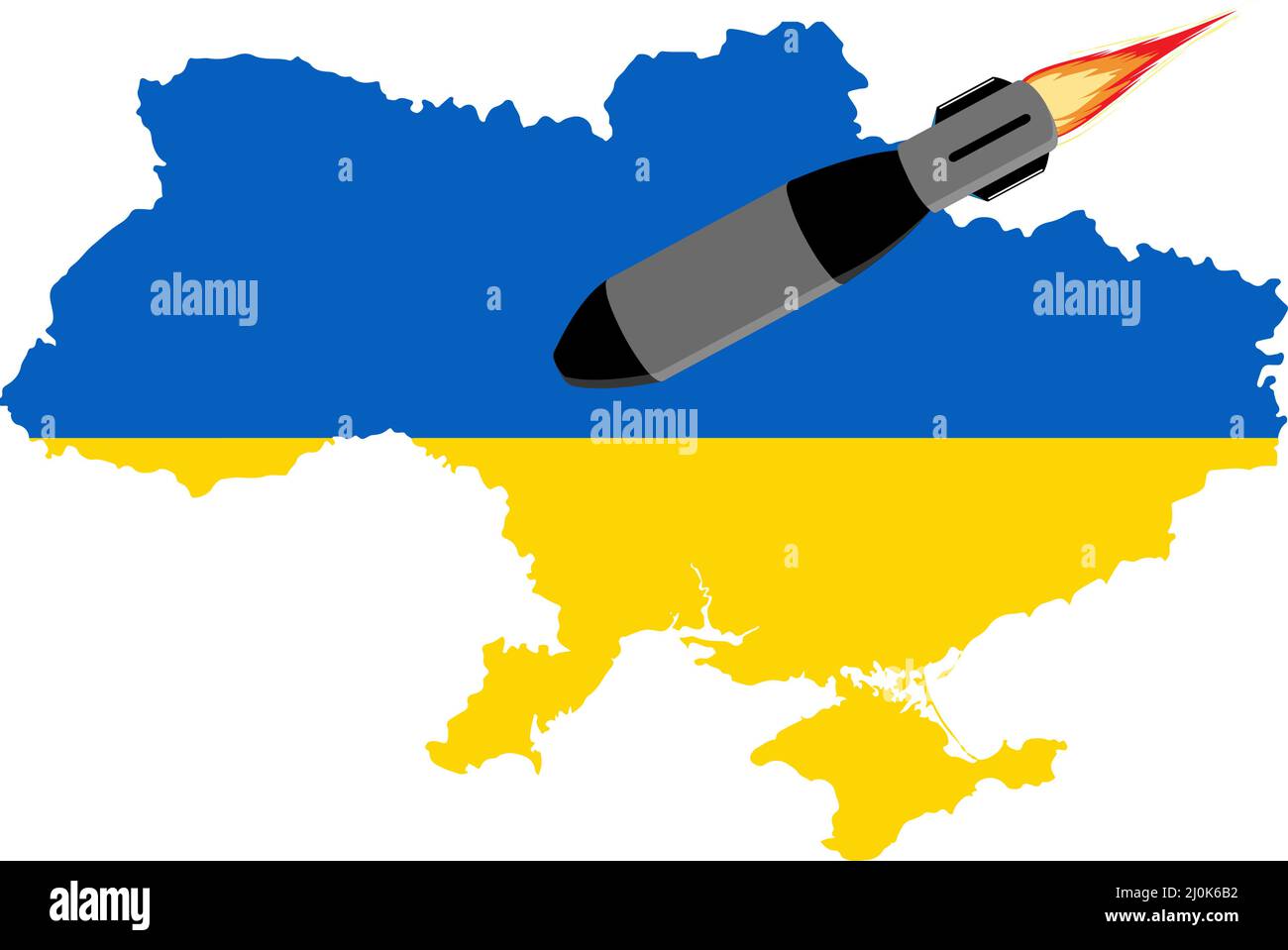 Des missiles russes frappent des villes ukrainiennes. Arrêter l'invasion russe, arrêter la guerre Illustration de Vecteur