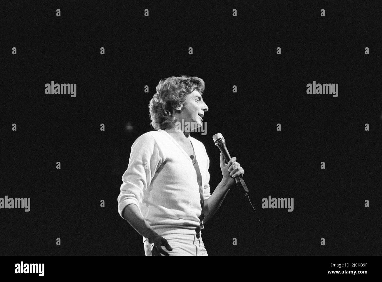 Barry Manilow en concert au Hartford Civic Center, Hartford, Connecticut, Amérique. Décembre 1981. Banque D'Images