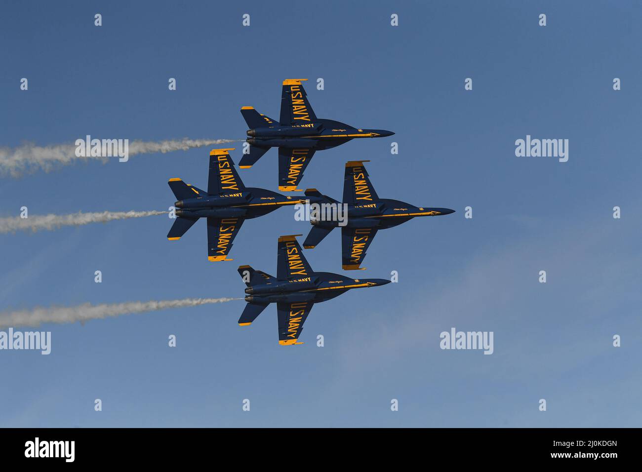 Formation de diamants Blue Angel au-dessus de NAF El Centro, Californie Banque D'Images