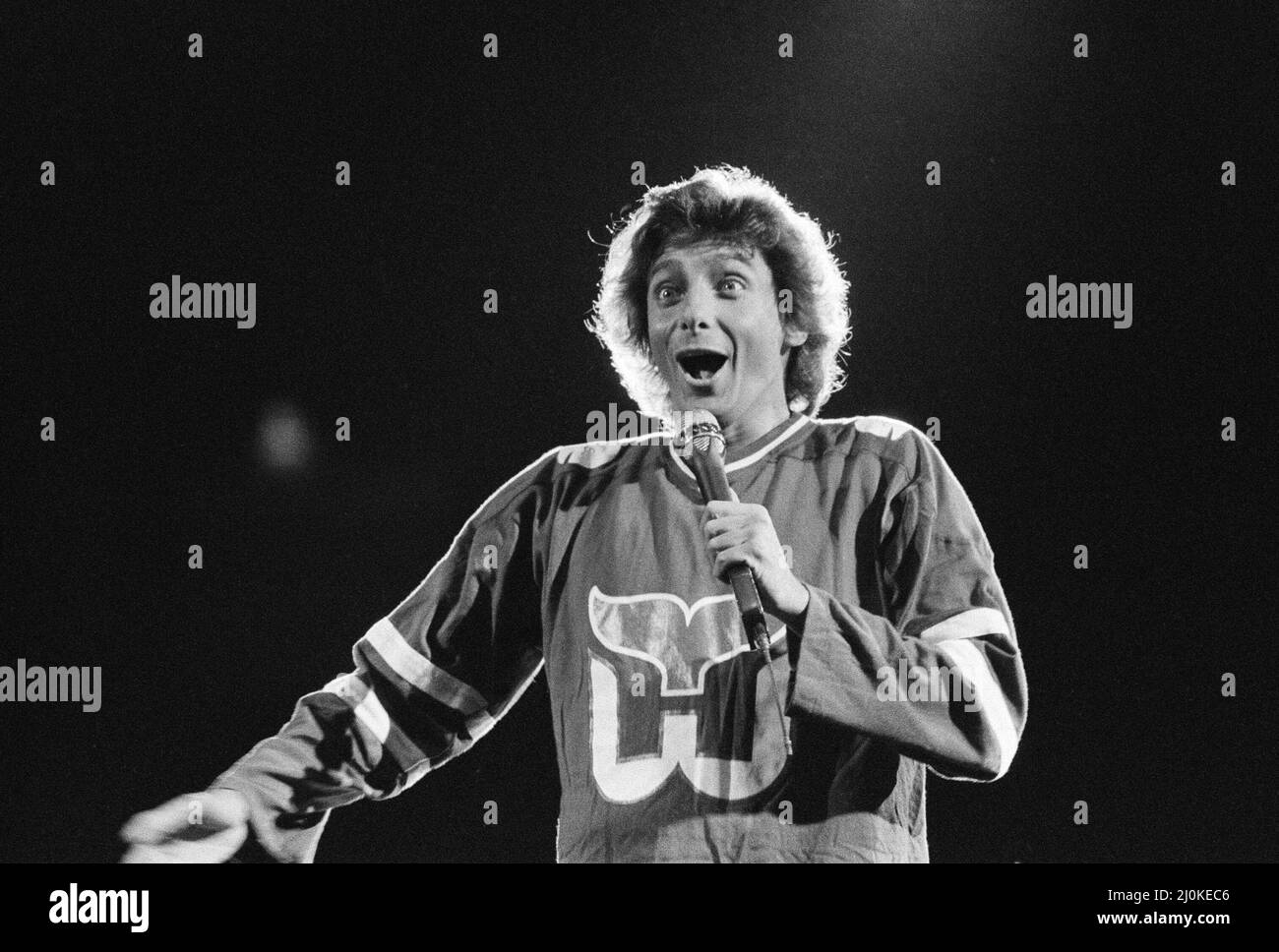 Barry Manilow en concert au Hartford Civic Center, Hartford, Connecticut, Amérique. Décembre 1981. Banque D'Images