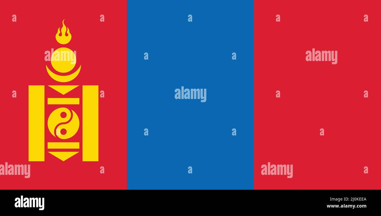 Le drapeau officiel de la Mongolie comme vecteur. Illustration de Vecteur