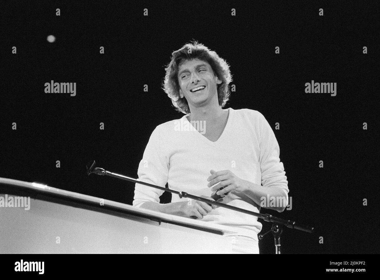 Barry Manilow en concert au Hartford Civic Center, Hartford, Connecticut, Amérique. Décembre 1981. Banque D'Images