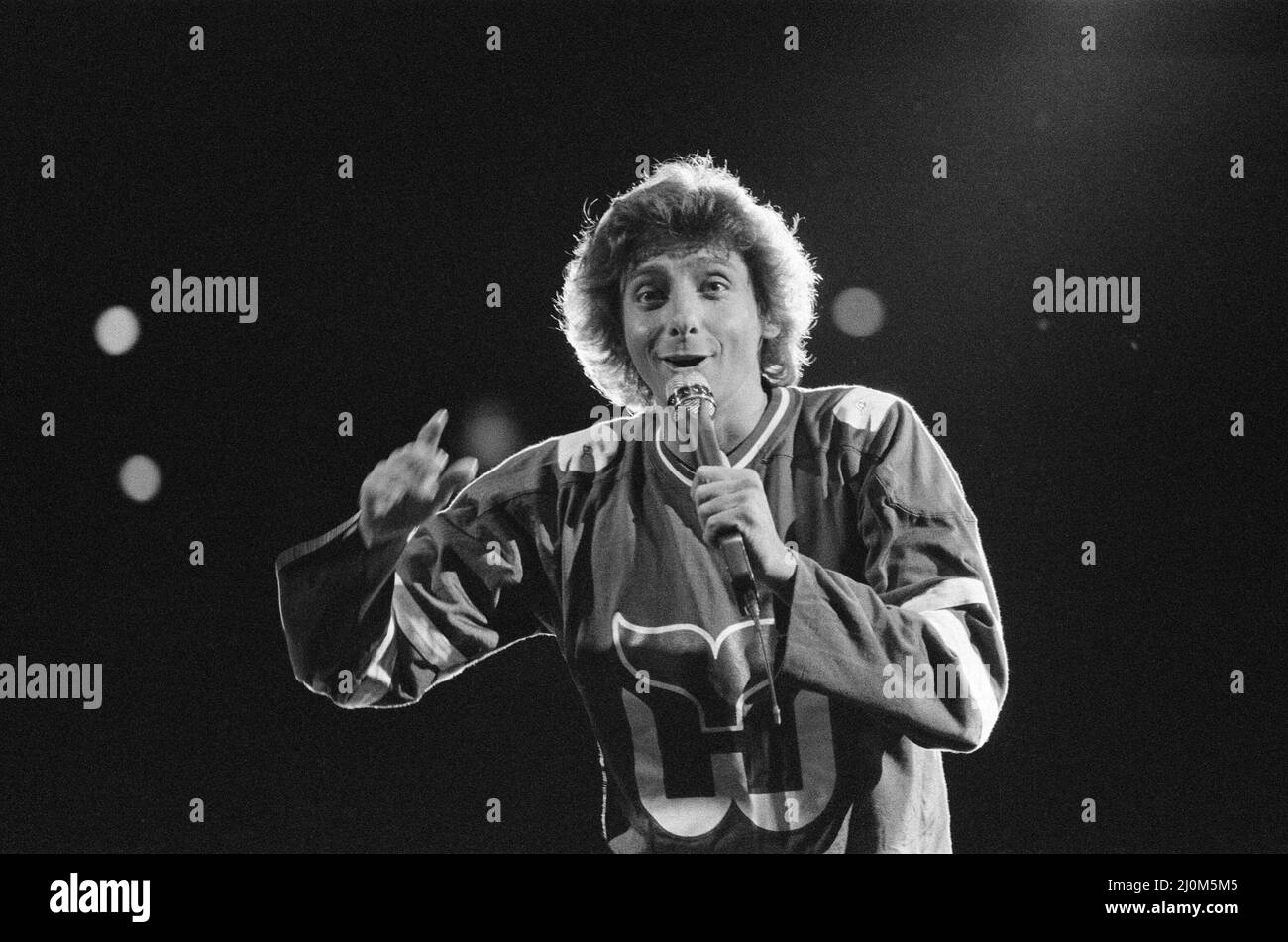 Barry Manilow en concert au Hartford Civic Center, Hartford, Connecticut, Amérique. Décembre 1981. Banque D'Images