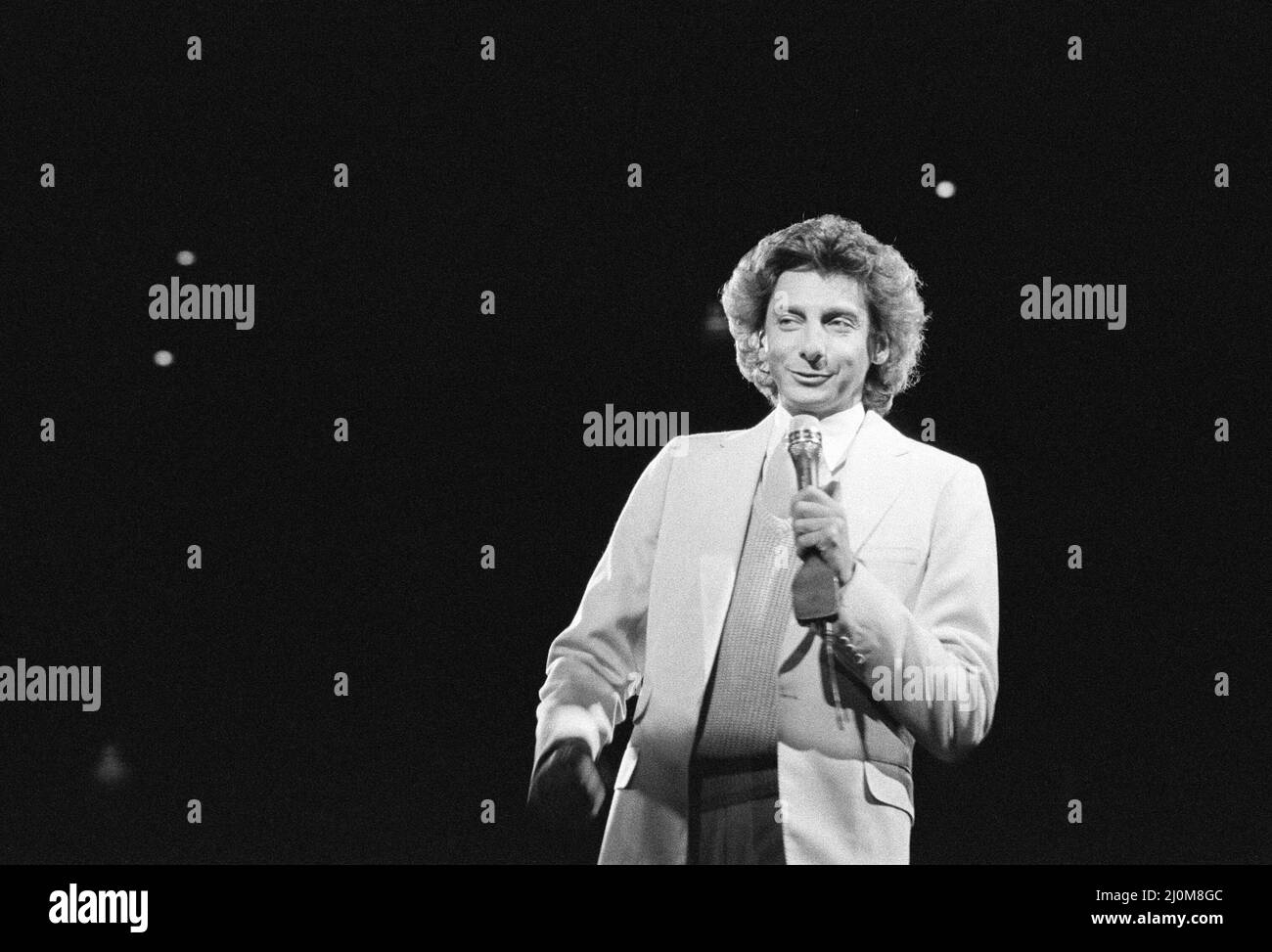 Barry Manilow en concert au Hartford Civic Center, Hartford, Connecticut, Amérique. Décembre 1981. Banque D'Images