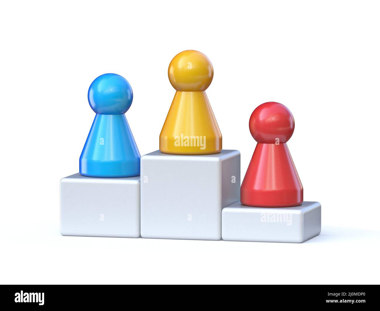 Pions de jeu sur le podium des gagnants 3D Banque D'Images