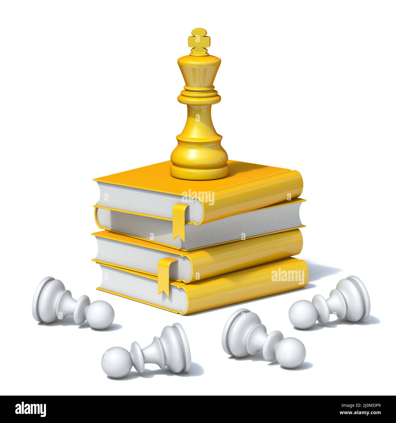 Chess King debout sur des livres concept d'éducation 3D Banque D'Images