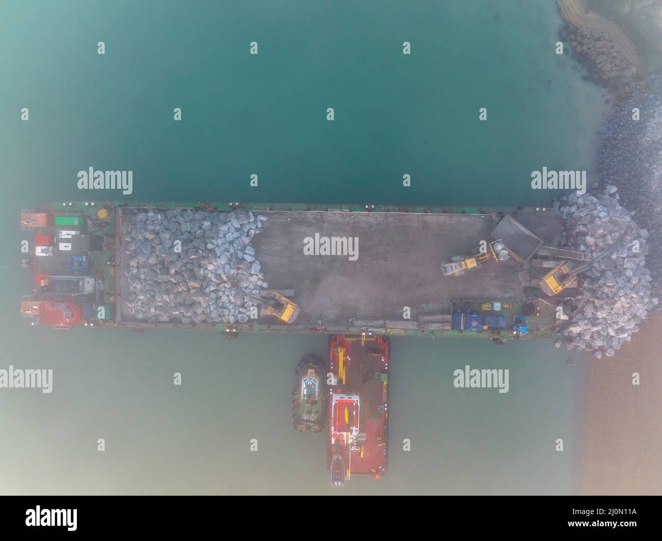 Le Southsea Coastal Scheme est le plus grand projet de défense côtière mené par les autorités locales du Royaume-Uni, d'une valeur de plus de 100M livres sterling. Il s'étirera pour 4,5km. Banque D'Images