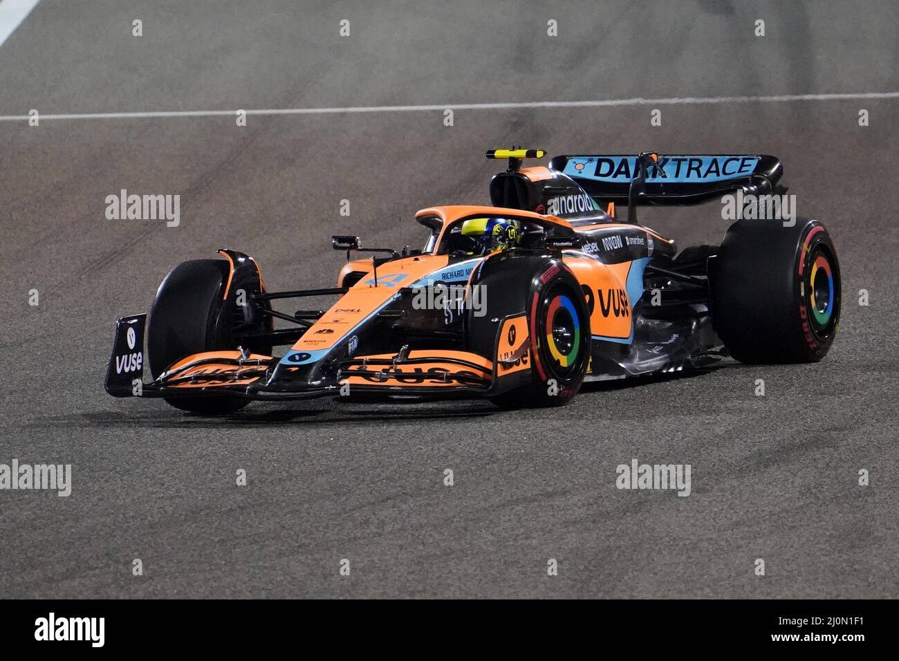 Circuit international de Bahreïn, Sakhir, Bahreïn le 18 mars 2022 Lando Norris 4 (GBR), McLaren MCL36 pendant la FORMULE 1 GULF AIR BAHREÏN GP 2022, Eleanor Hoad Banque D'Images