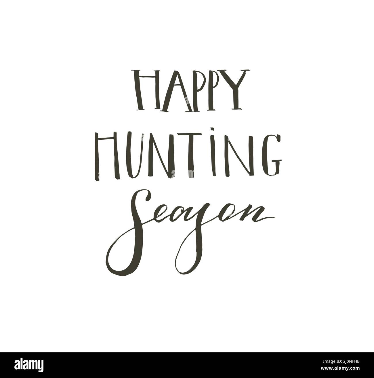 Dessin à la main vecteur abstrait graphique scandinave Joyeux Pâques mignon modèle de carte de voeux avec Happy Hunting saison calligraphie lettrage phases texte Illustration de Vecteur