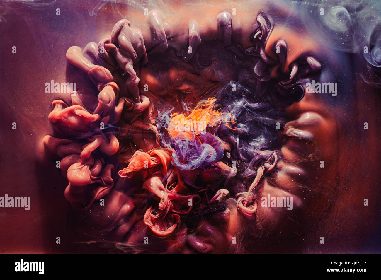 arrière-plan art énergie surnaturelle violet orange Banque D'Images