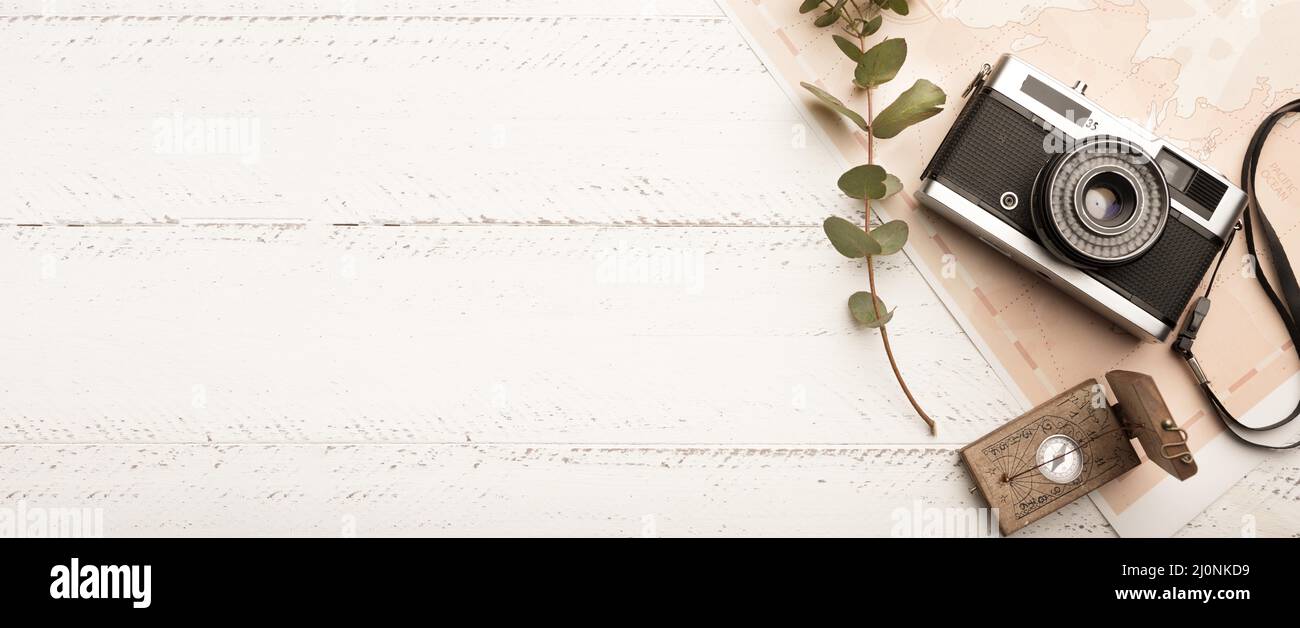 Caméra photo vue de dessus avec espace de copie. Haute qualité et résolution magnifique concept de photo Banque D'Images