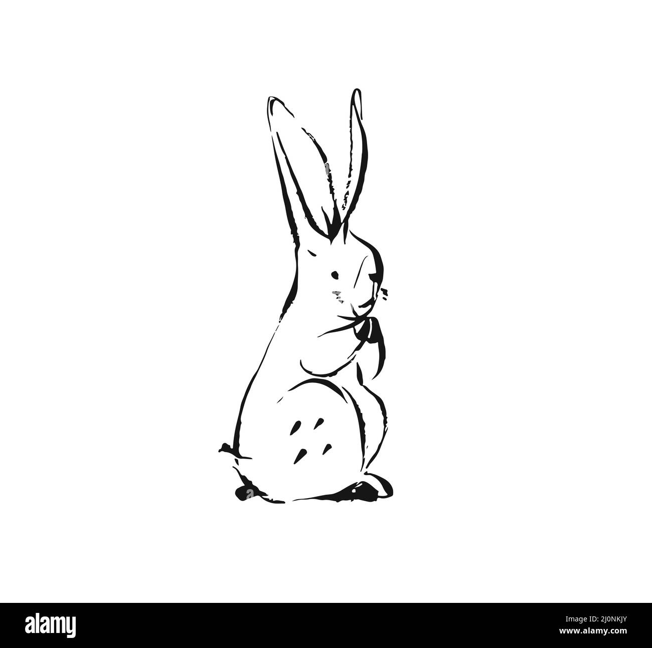 Dessin vectoriel abstrait encre dessin graphique joyeuses Pâques mignon simple lapin illustrations éléments pour votre conception isolé sur blanc Illustration de Vecteur