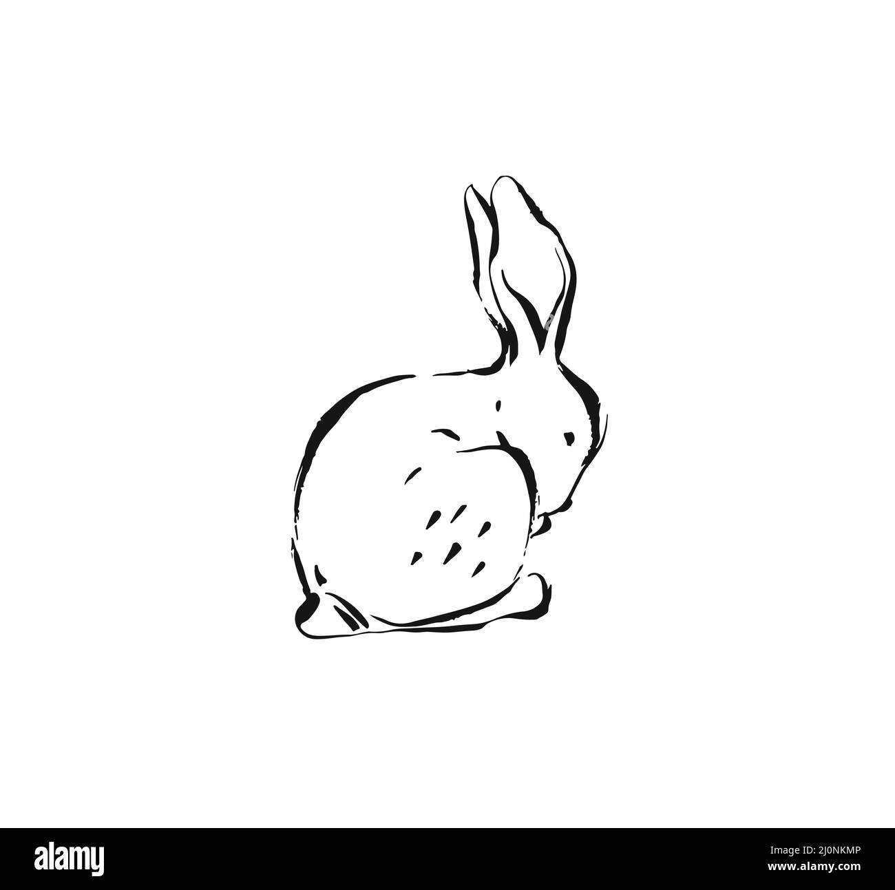 Dessin vectoriel abstrait encre dessin graphique joyeuses Pâques mignon simple lapin illustrations éléments pour votre conception isolé sur blanc Illustration de Vecteur