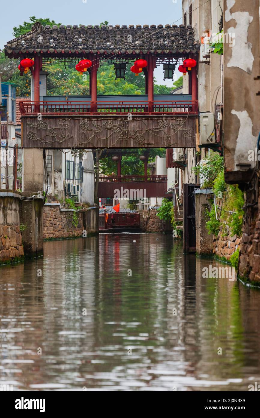 Croisière en bateau sur le canal de Suzhou - Chine Banque D'Images