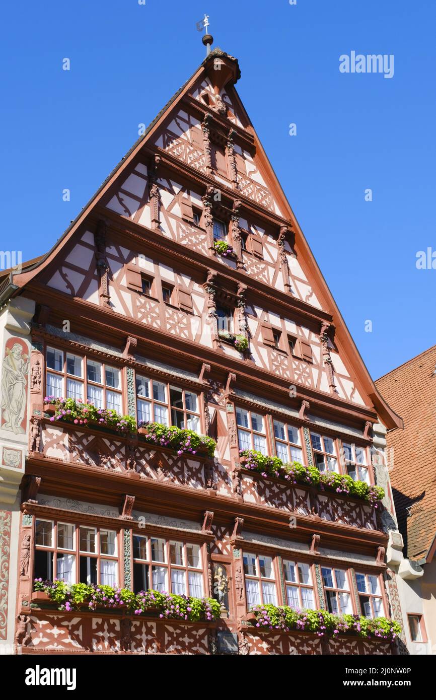 Maison à colombages au marché du vin, Dinkelsbuehl, Franconie, Bavière, Allemagne, Europe Banque D'Images