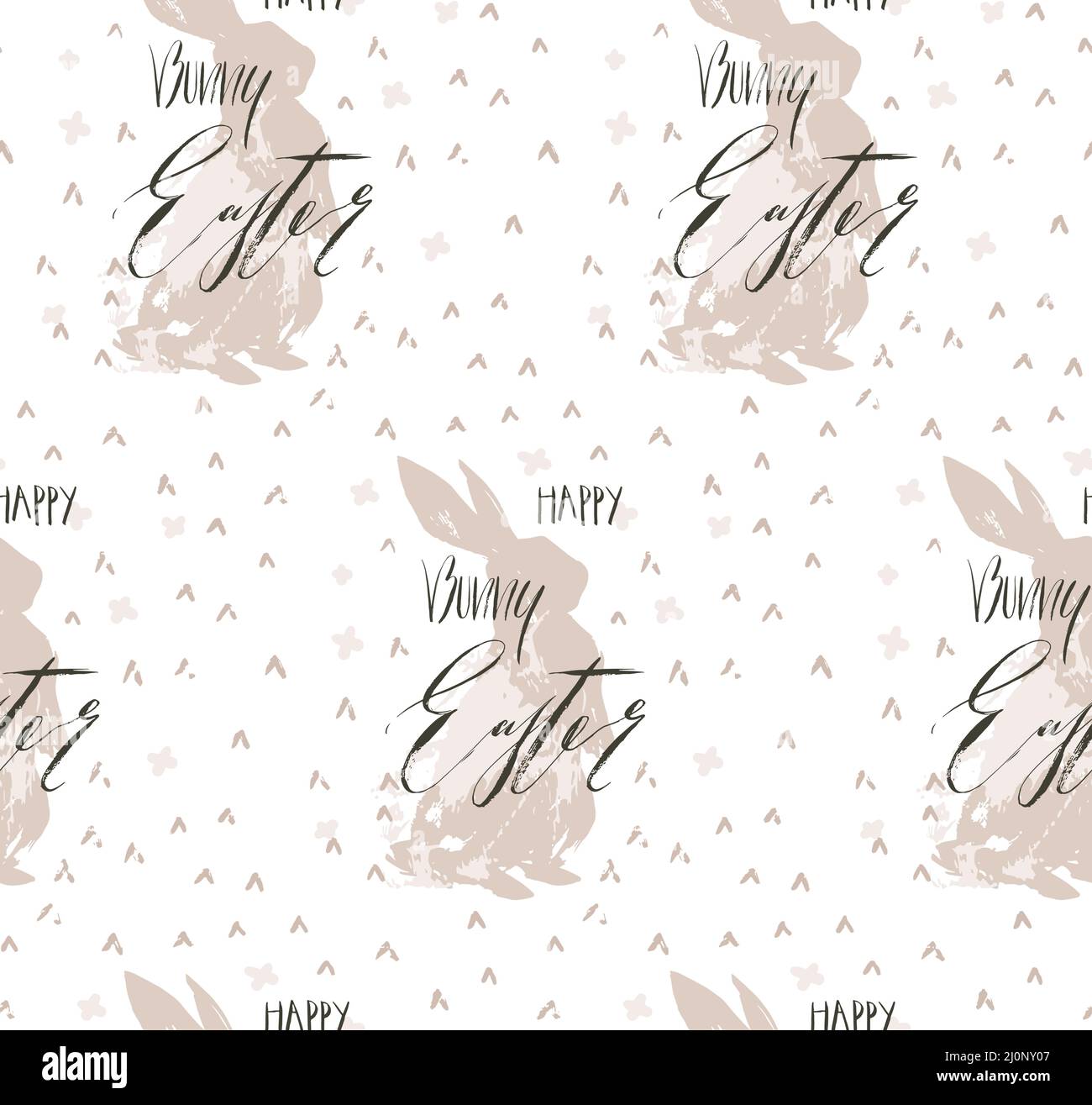 Dessin vectoriel abstrait graphique scandinave à main levée Collage texturé lapin de Pâques heureux illustrations sans couture motif et lapin jaune Illustration de Vecteur