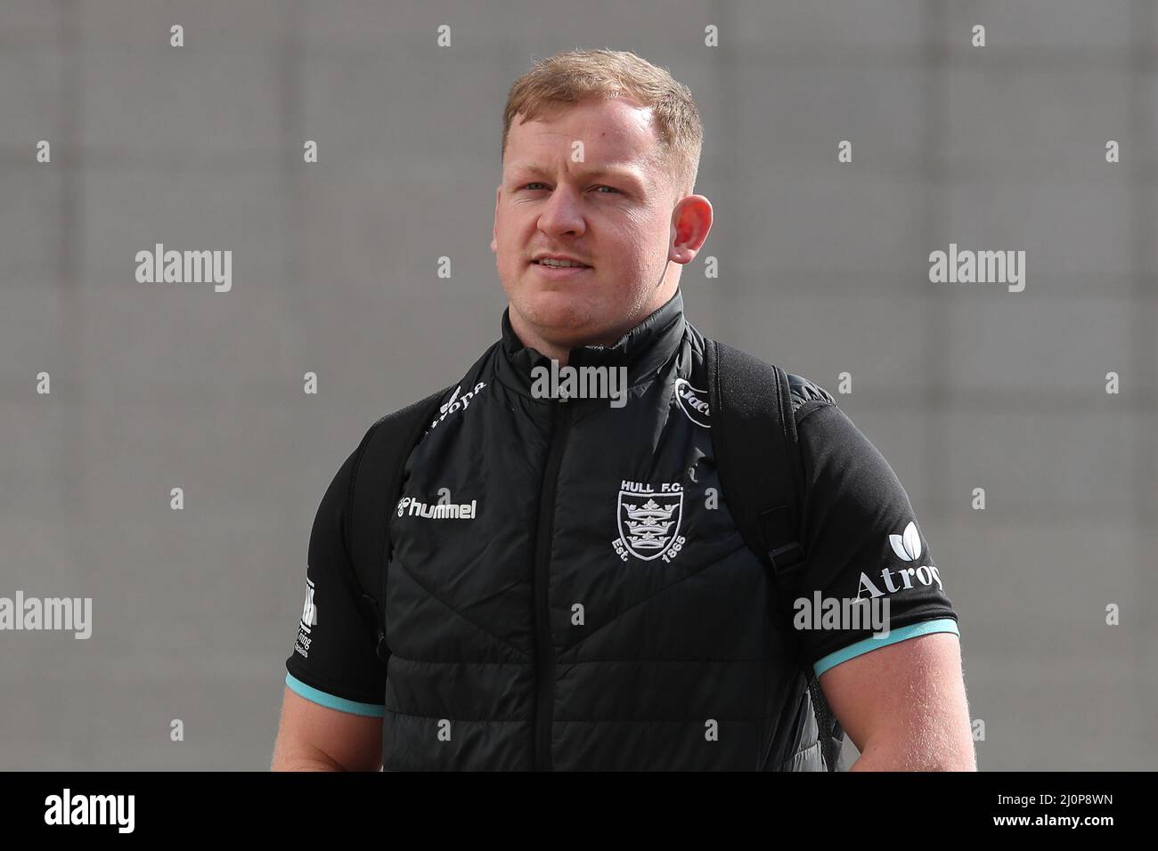 Jordan Johnstone #21 de Hull FC arrive au MKM Stadium avant le match d'aujourd'hui à Hull, au Royaume-Uni, le 3/20/2022. (Photo de James Heaton/News Images/Sipa USA) Banque D'Images