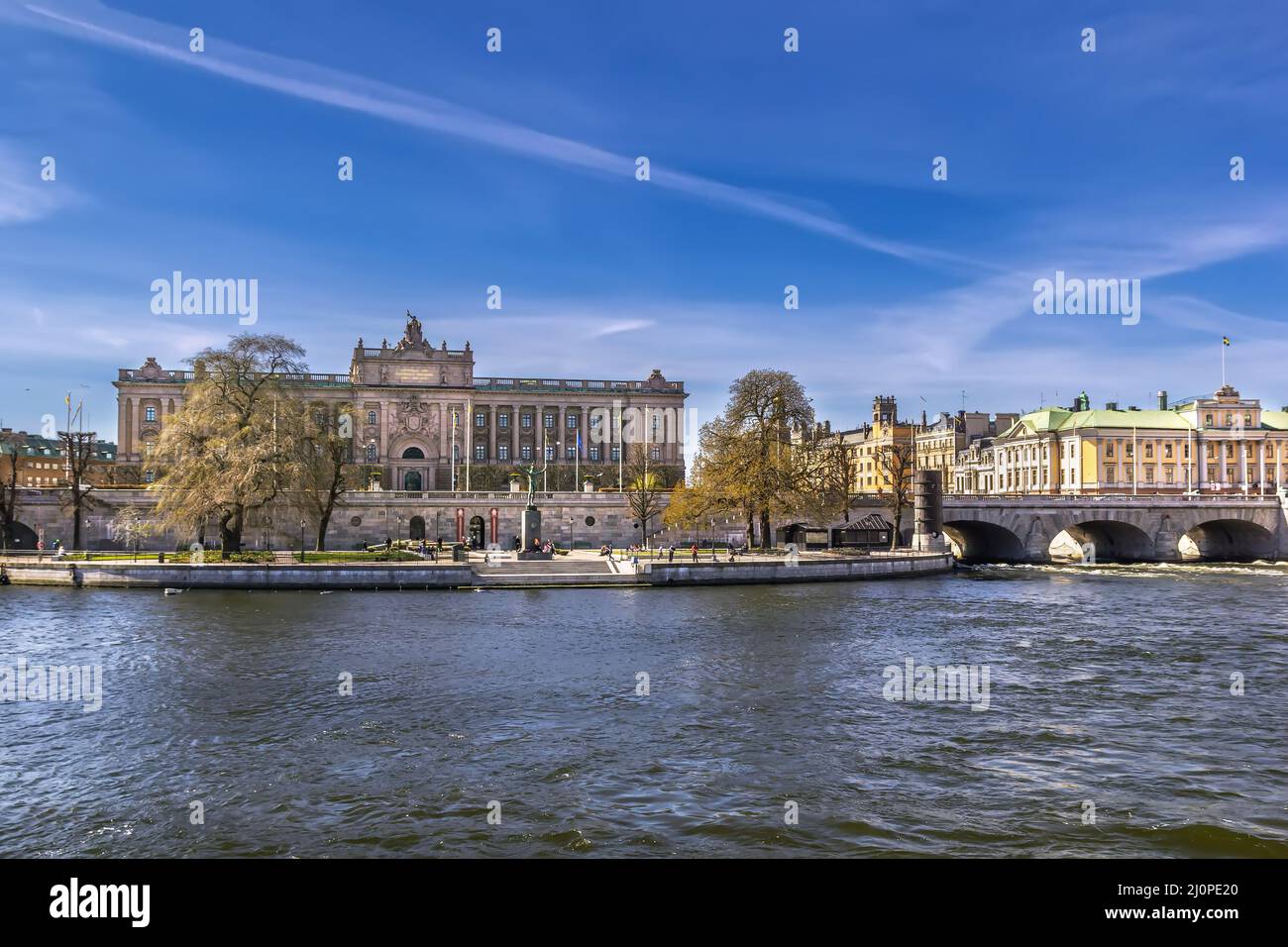 Vue sur Riksdag, Stockholm, Suède Banque D'Images