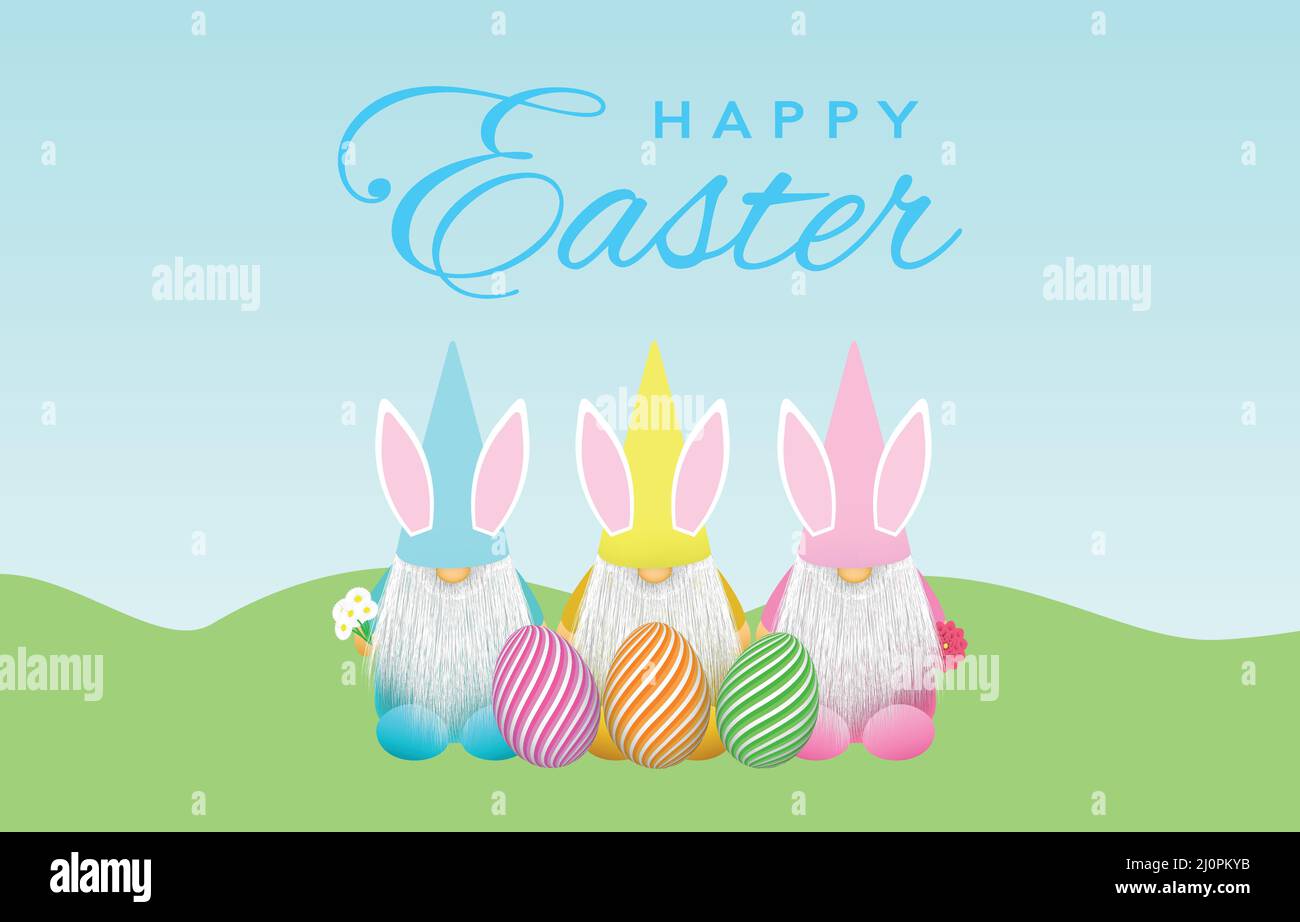 Happy Easter concept avec gnomes. Illustration de Vecteur