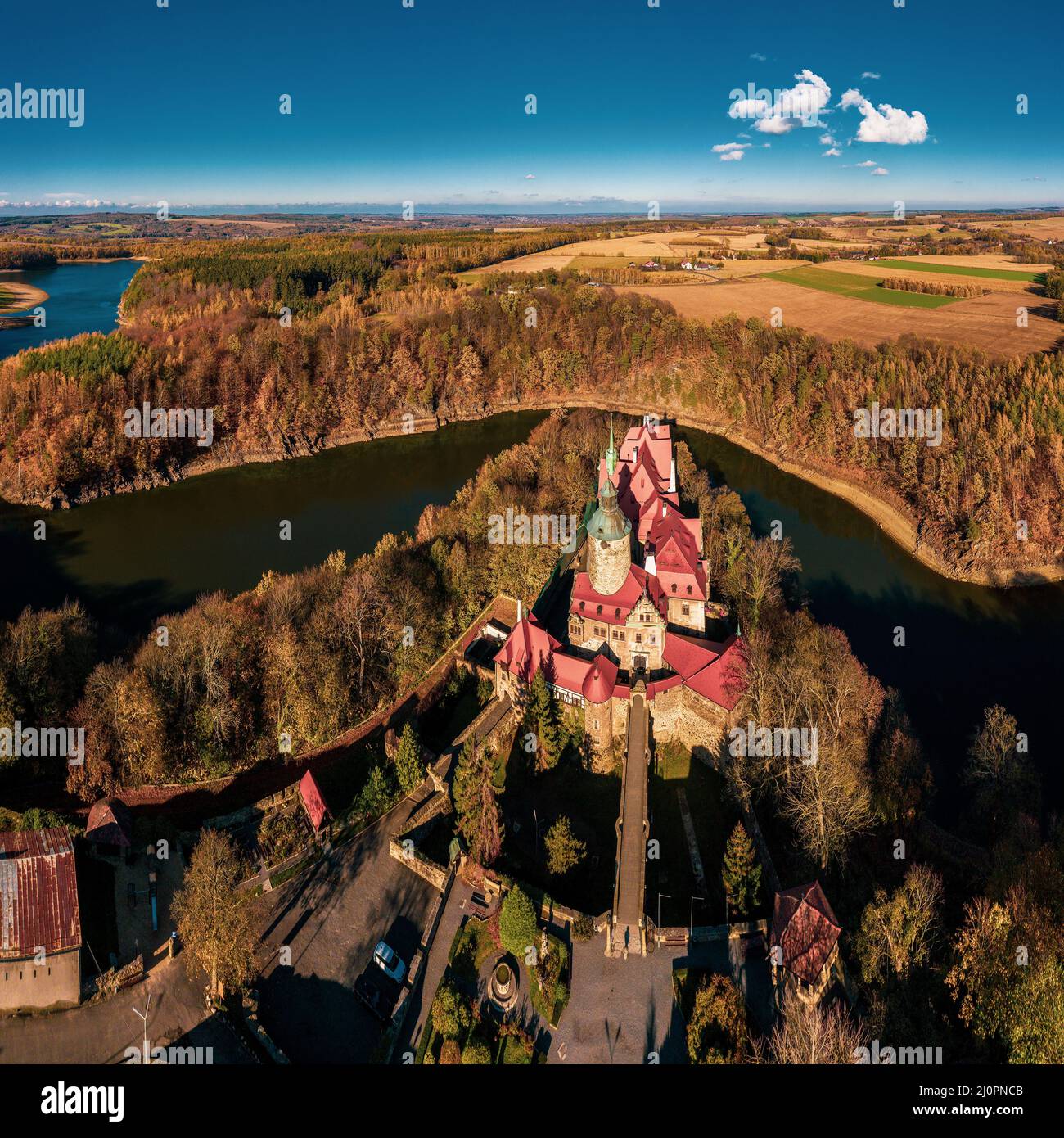 Vue panoramique sur le château de Czocha Banque D'Images