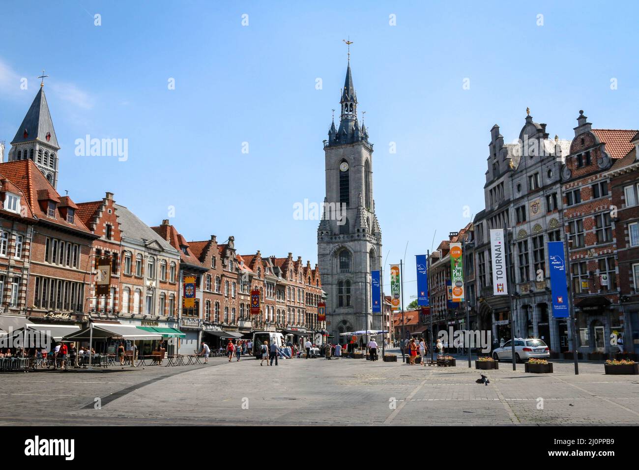 Le Beffroi dans la ville de Tournai, Belgique Banque D'Images