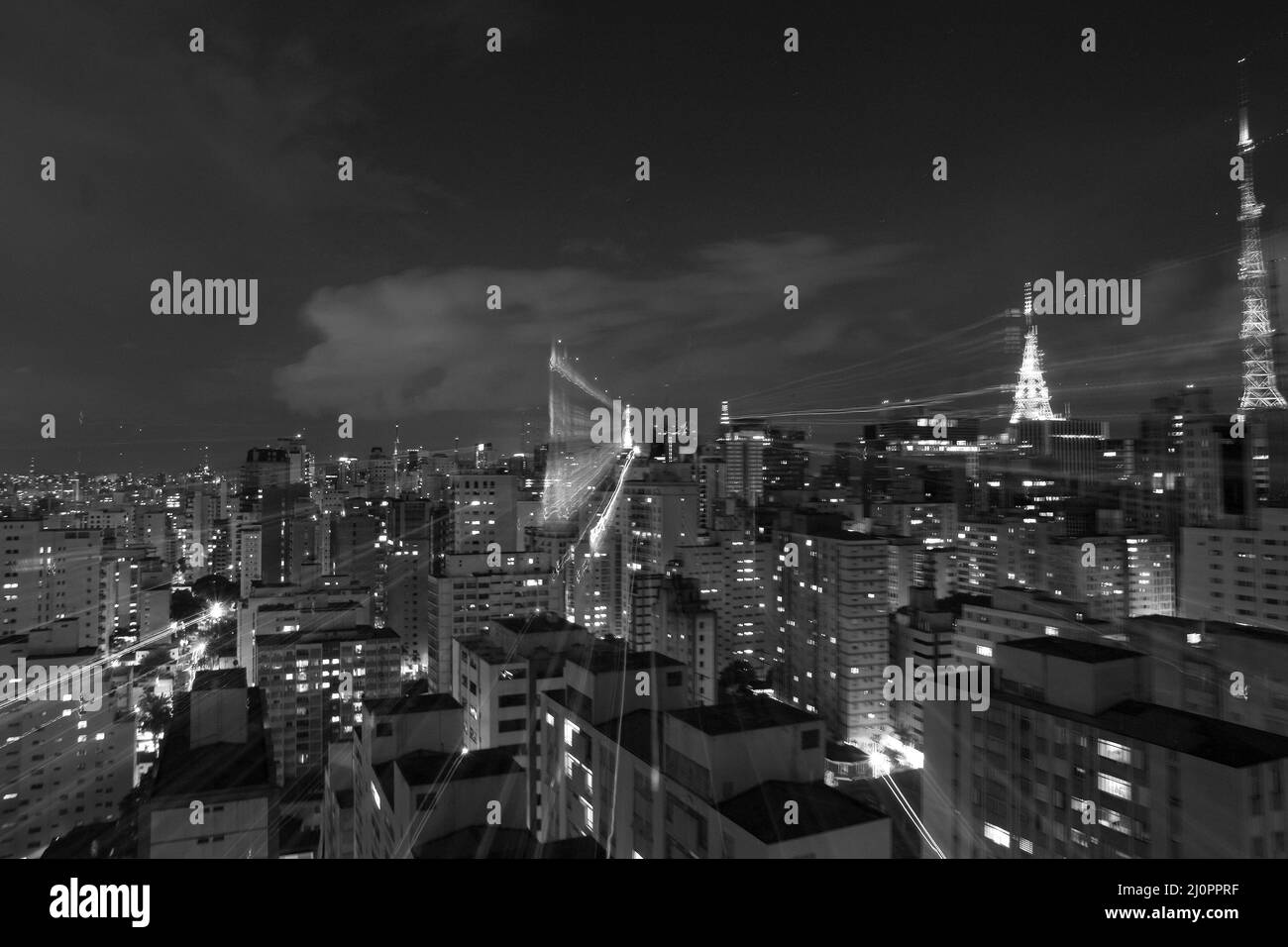 Ville, antennes, São Paulo, Brésil Banque D'Images