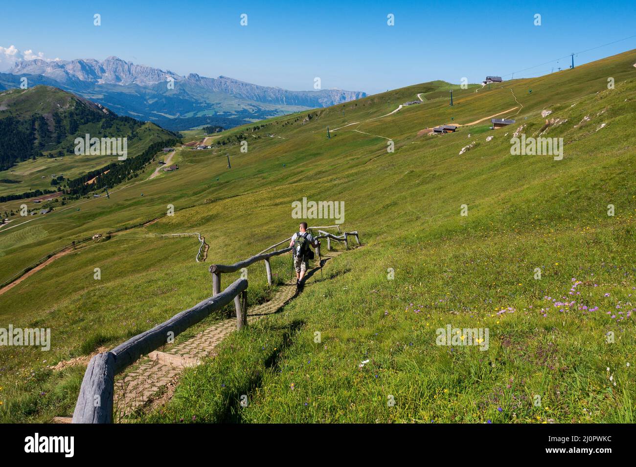 Vues de Seceda sur les montagnes Odle. Banque D'Images