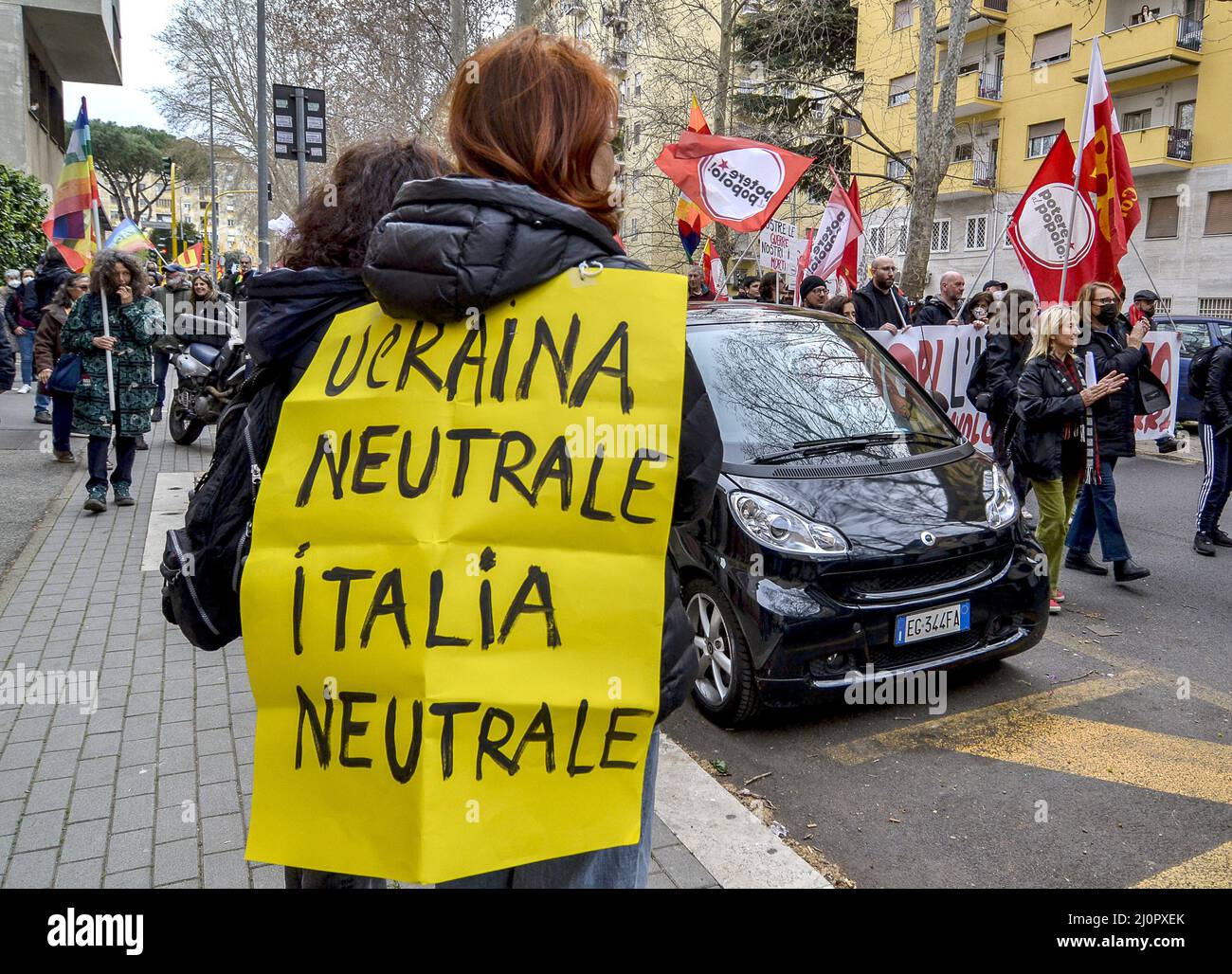 Manifestation anti-guerre à Rome, Italie, le 19 mars 2022. Dans le ...