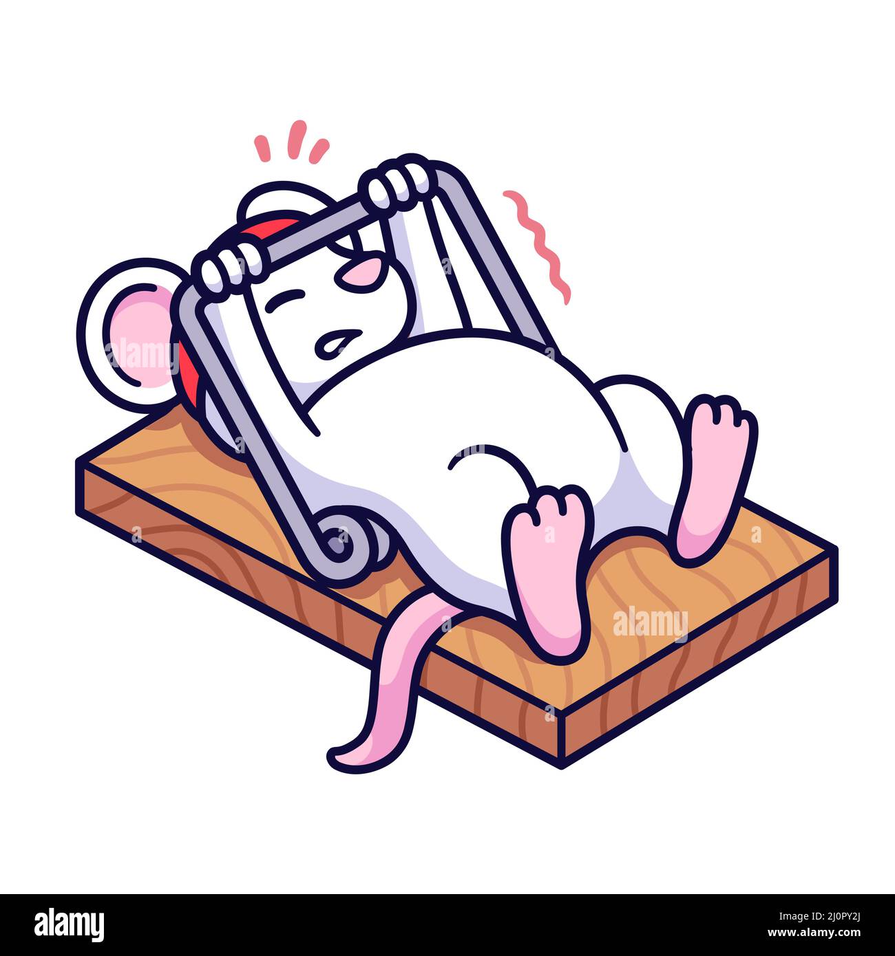 Gym rat entraînement, mignon dessin animé souris banc appuyant mousetrap.Dessin amusant de forme physique et d'exercice, illustration d'art de clip vectoriel. Illustration de Vecteur