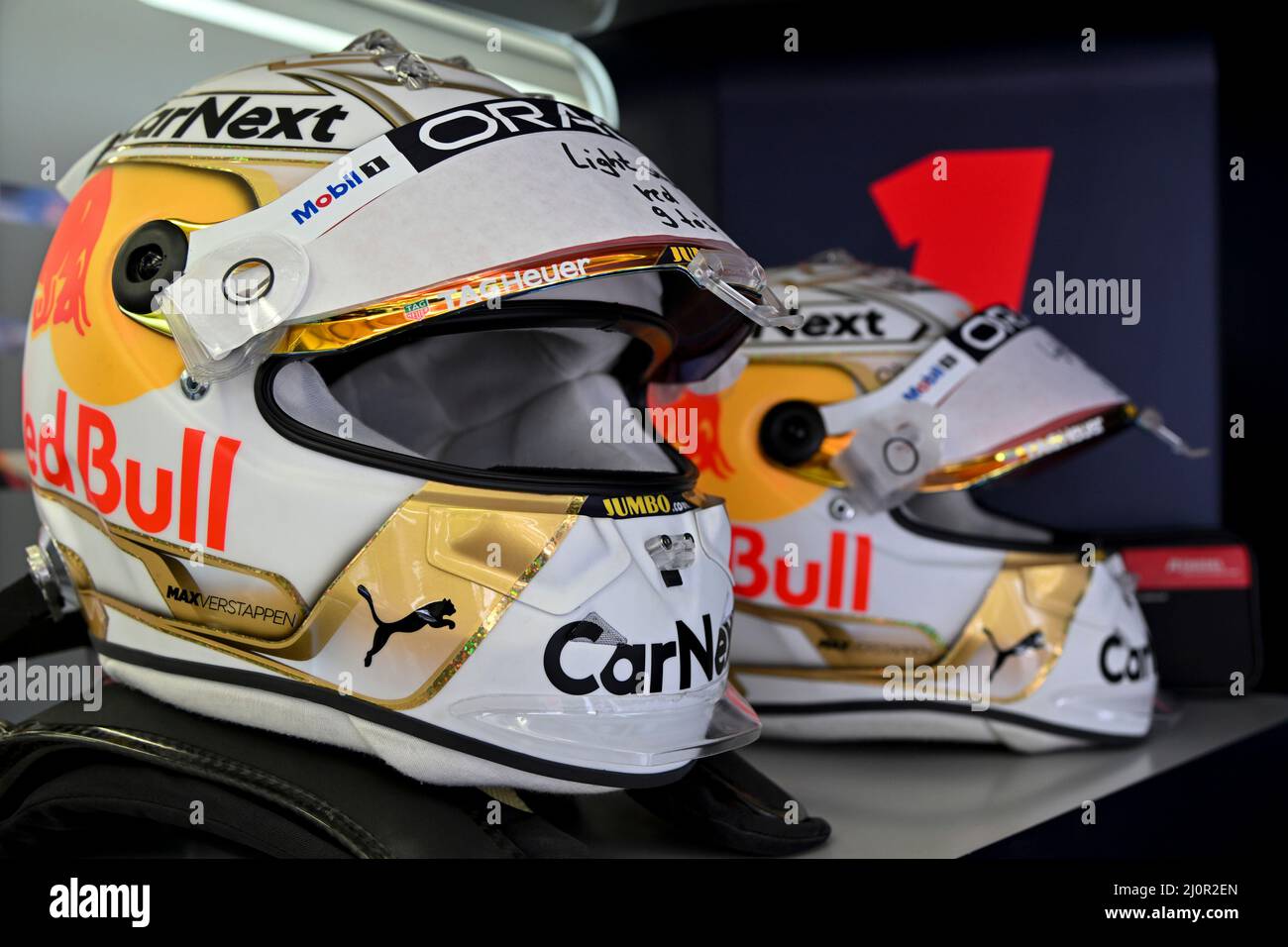 Sakhir, Bahreïn. 19th mars 2022. Casque de #1 Max Verstappen (NLD, Oracle  Red Bull Racing), Grand Prix de Bahreïn F1 au circuit international de  Bahreïn le 19 mars 2022 à Sakhir, Bahreïn. (