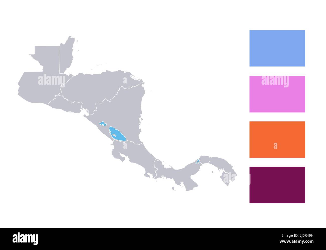 Infographies de la carte de l'Amérique centrale, États individuels, vierges Banque D'Images