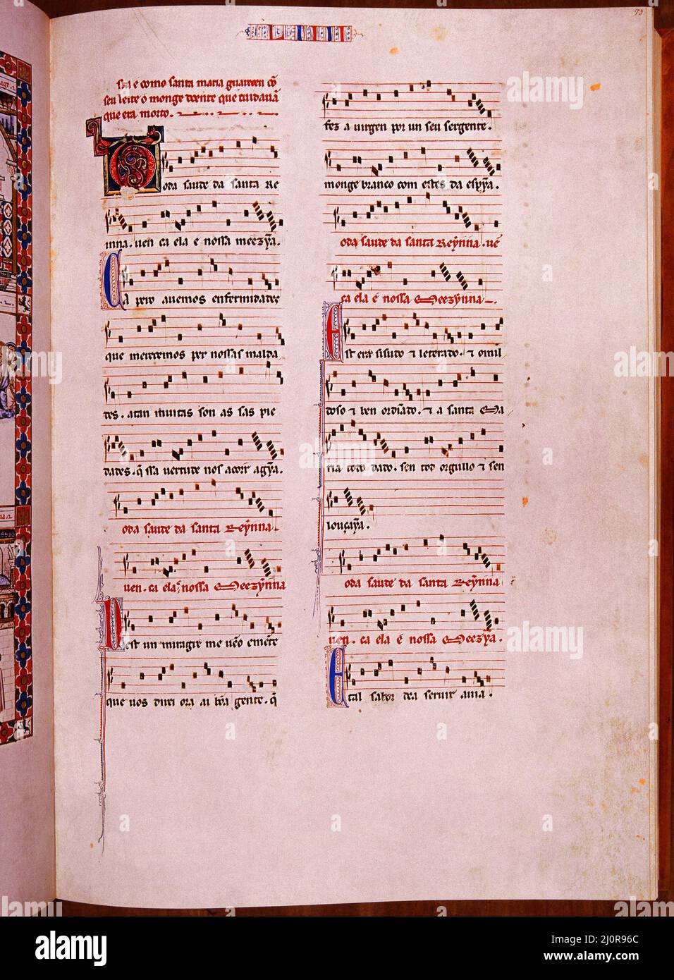 MTI1 - CANTIGA DE SANTA MARIA Nº54 - F79R - PENTAGRAMA MUSICAL - SIGLO XIII Auteur: Alfonso X de Castille. LIEU: MONASTERIO-BIBLIOTECA-COLECCION. SAN LORENZO DEL ESCORIAL. MADRID. ESPAGNE. Banque D'Images