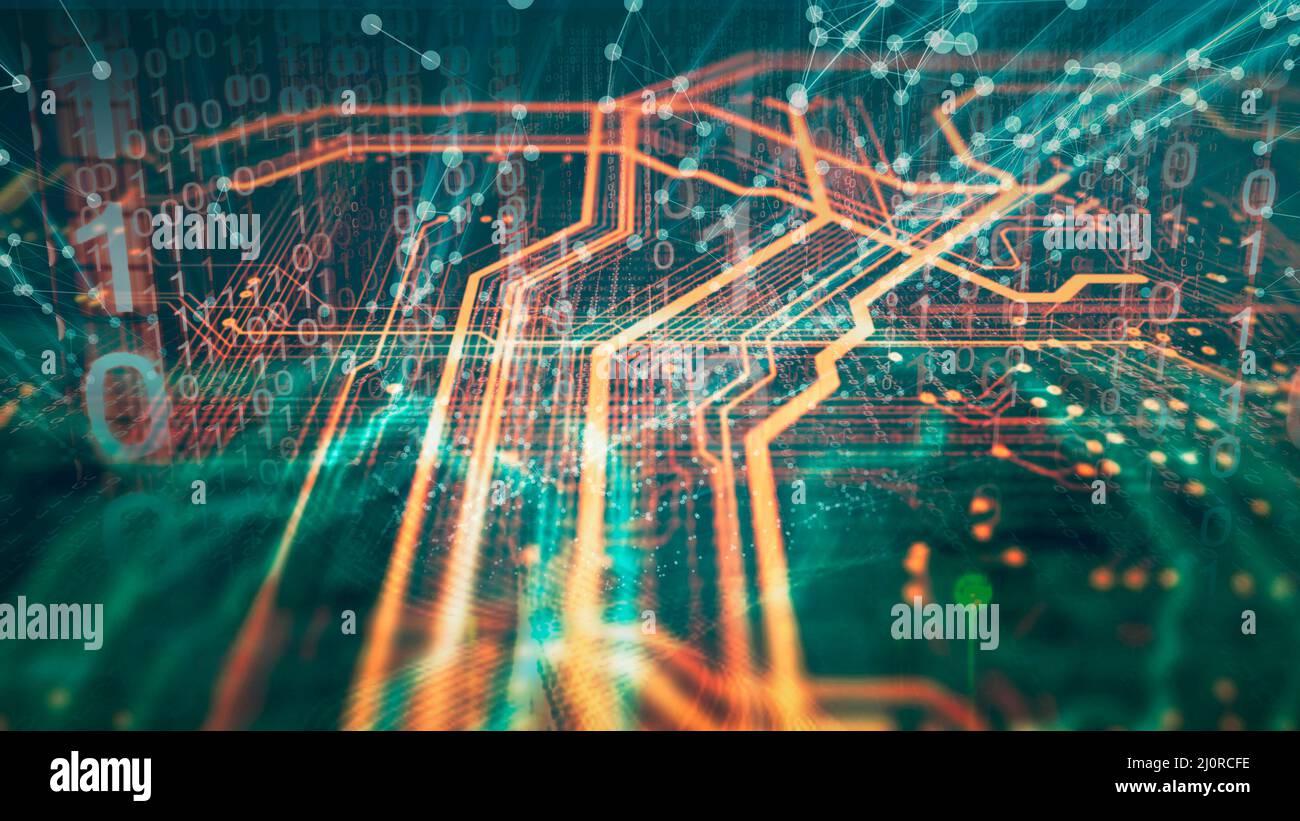 Blockchain data fluing, système de sécurité, flux, transformation des données, big data, IoT, Internet des objets, etc Banque D'Images