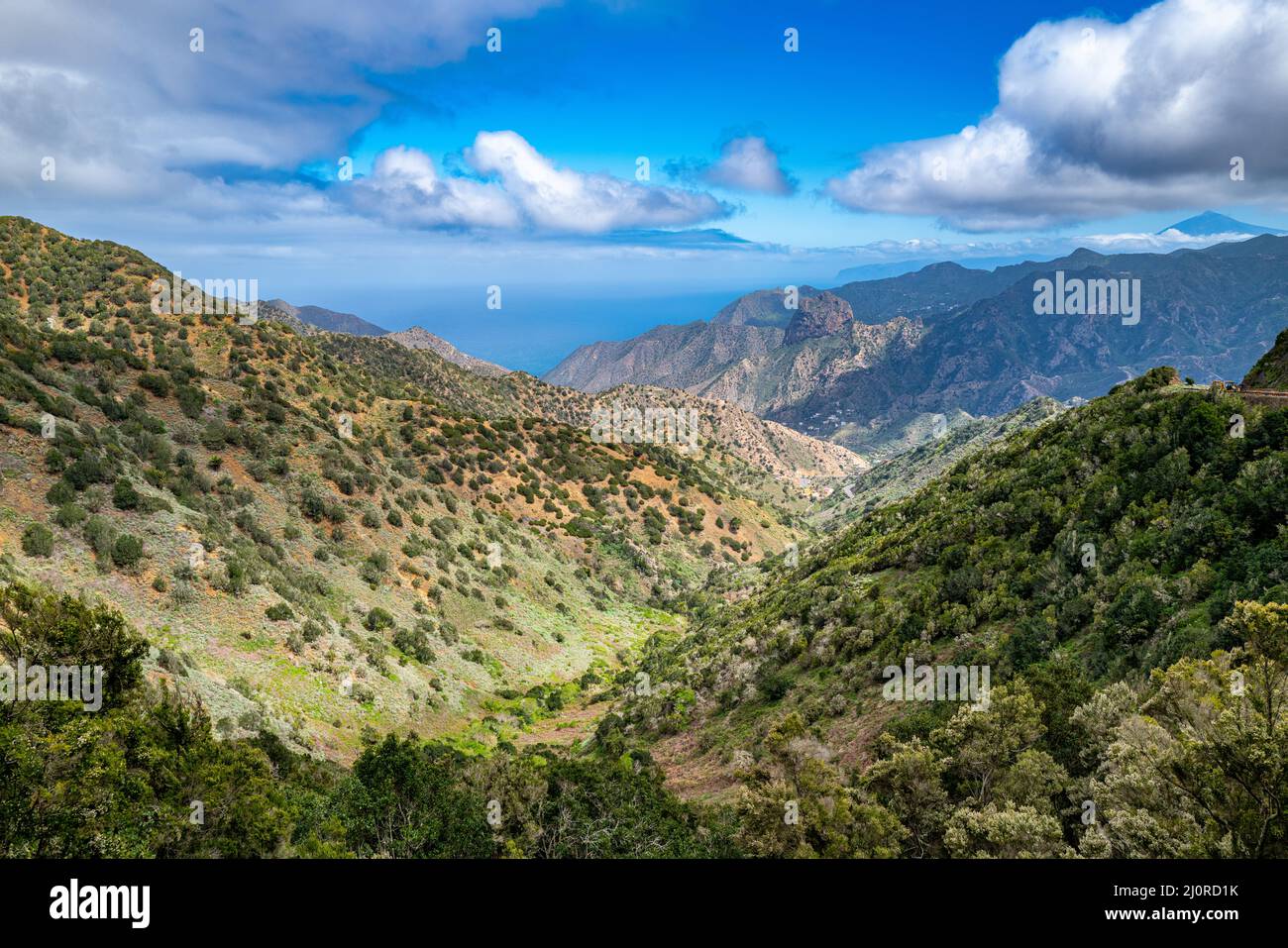 Vue sur le paysage depuis Valle Hermoso sur la Gomera Banque D'Images