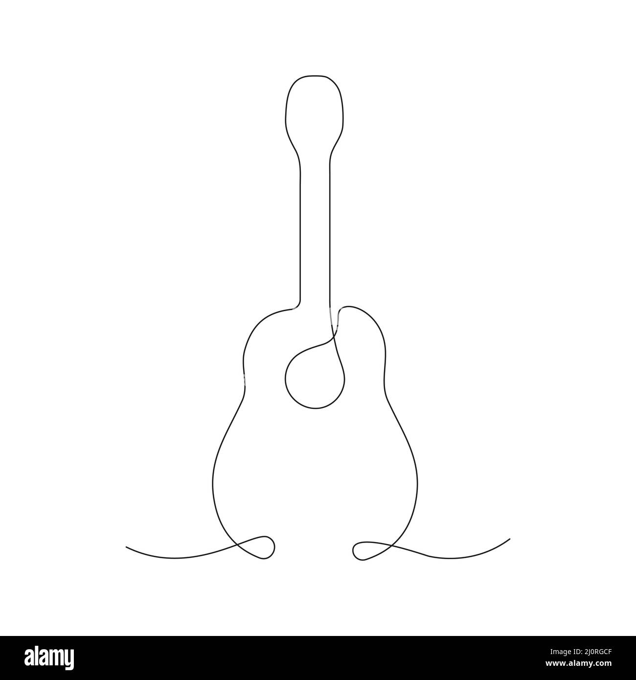 Guitare ligne continue art. Instrument linéaire musical. Illustration de Vecteur