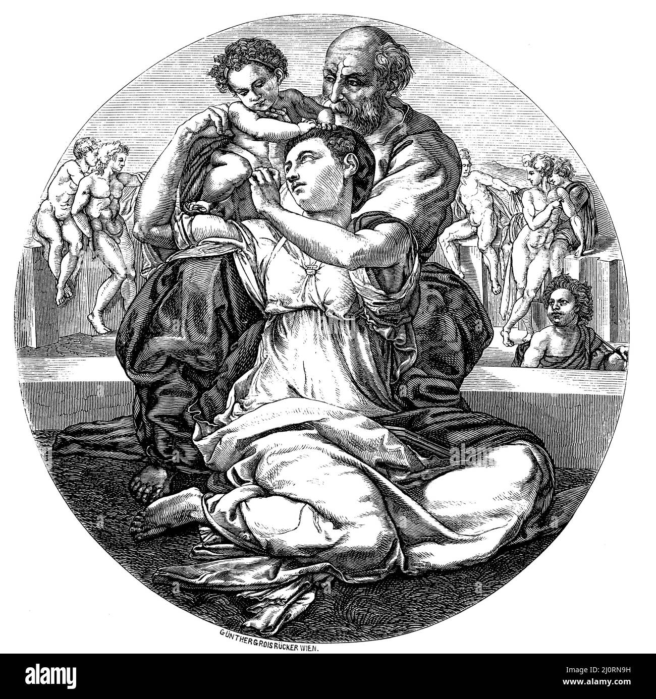 Sainte famille. Par MichelAnge. Florence, Tribune de la Galerie des Offices, , Günther